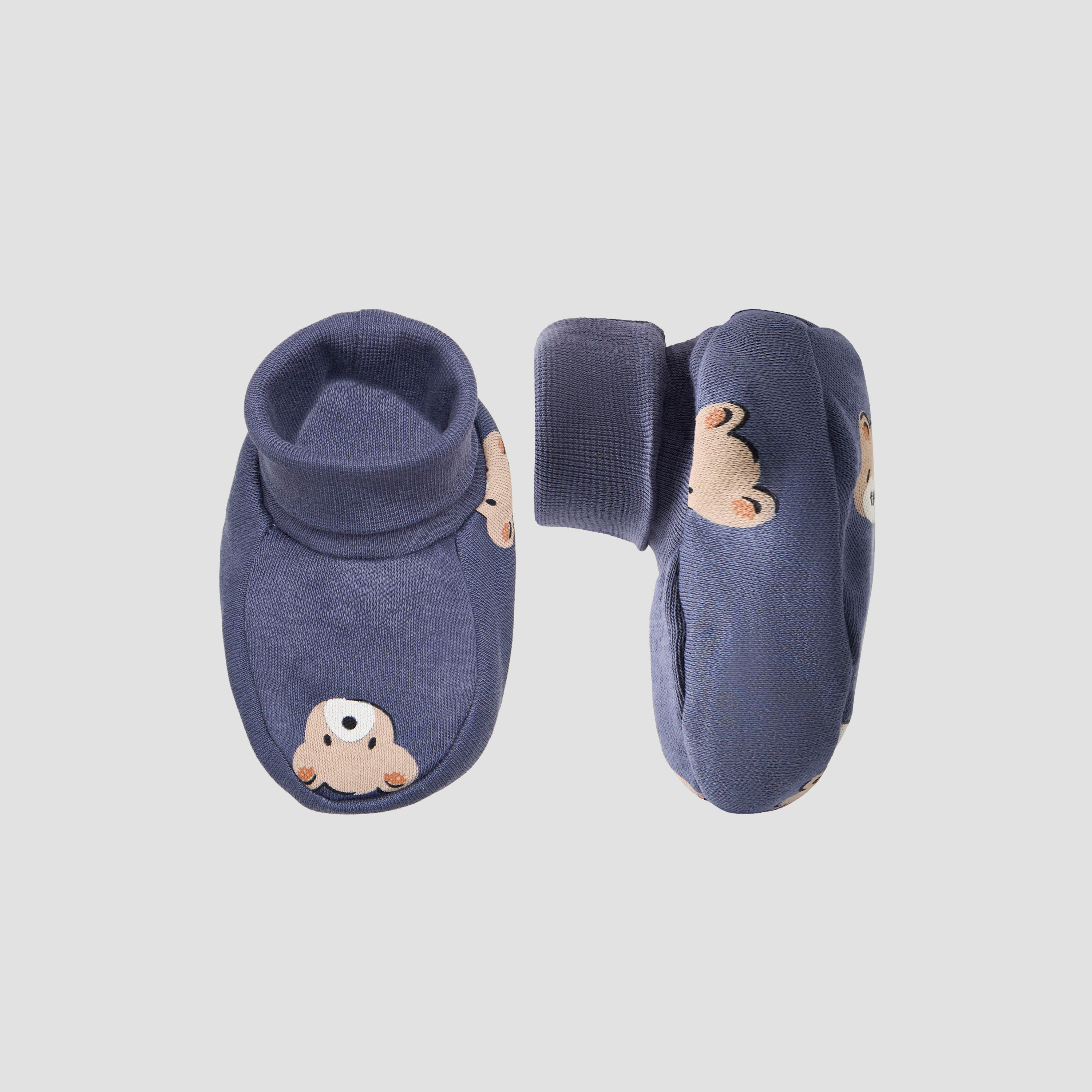 Pack of 3 Juniors Booties with Cuff, Printed-baby-boys-shoes-booties-image-2