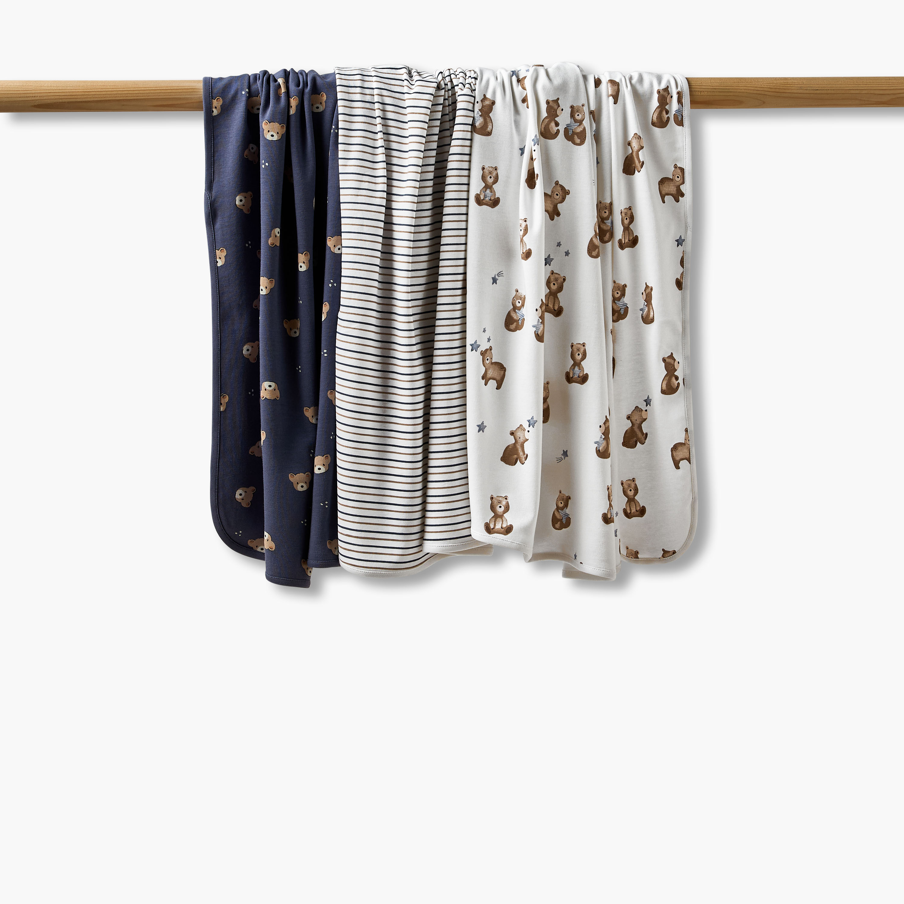 Pack of 3 Juniors Receiving Blanket with Bear Print-baby-nursery-blanketsandswaddles-receivingblankets-image-1