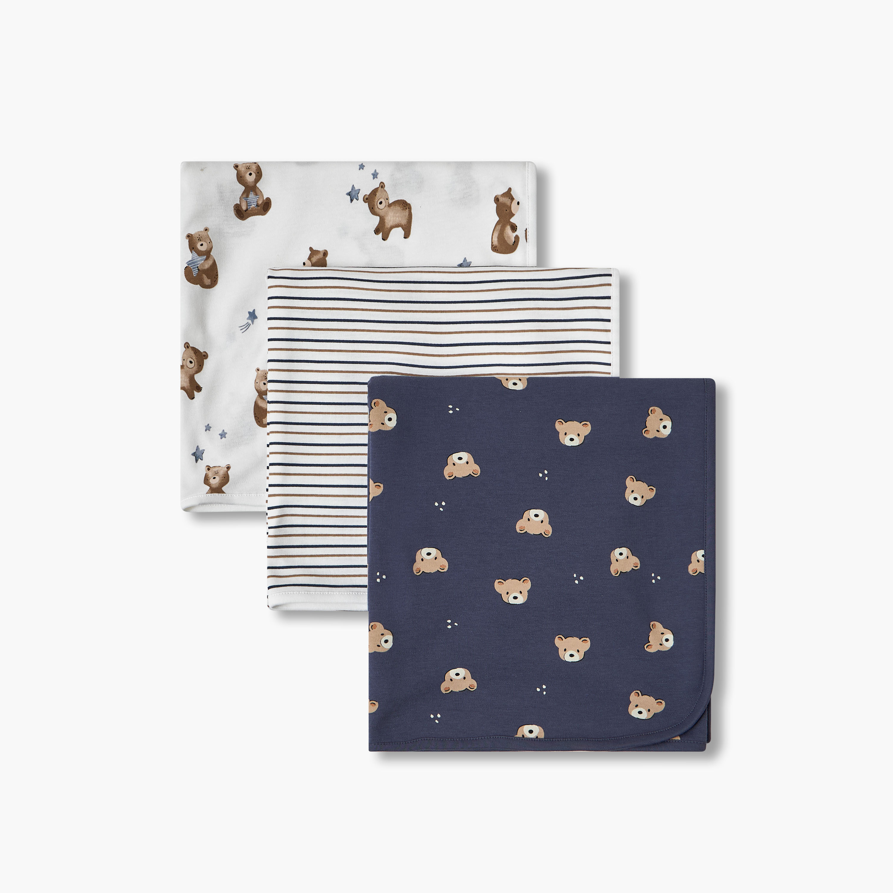 Pack of 3 Juniors Receiving Blanket with Bear Print-baby-nursery-blanketsandswaddles-receivingblankets-image-3