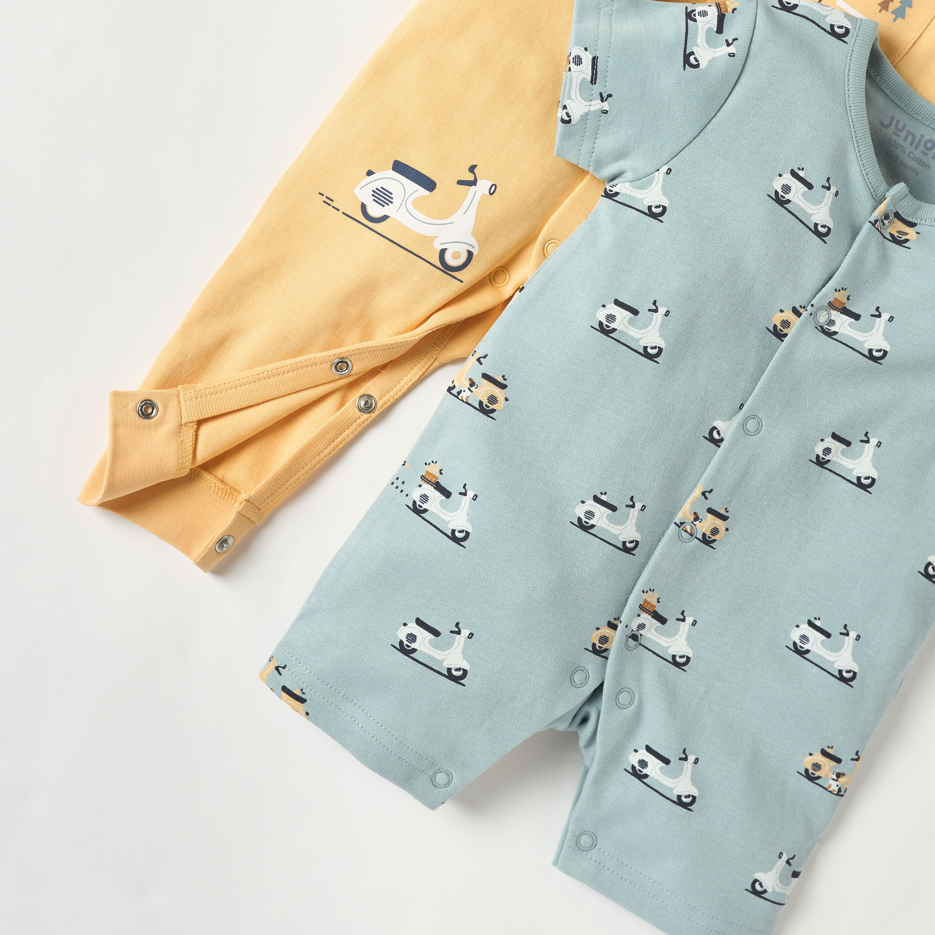 Juniors Scooter Print Sleepsuit and Romper with Button Closure-baby-boys-clothing-rompers-image-5