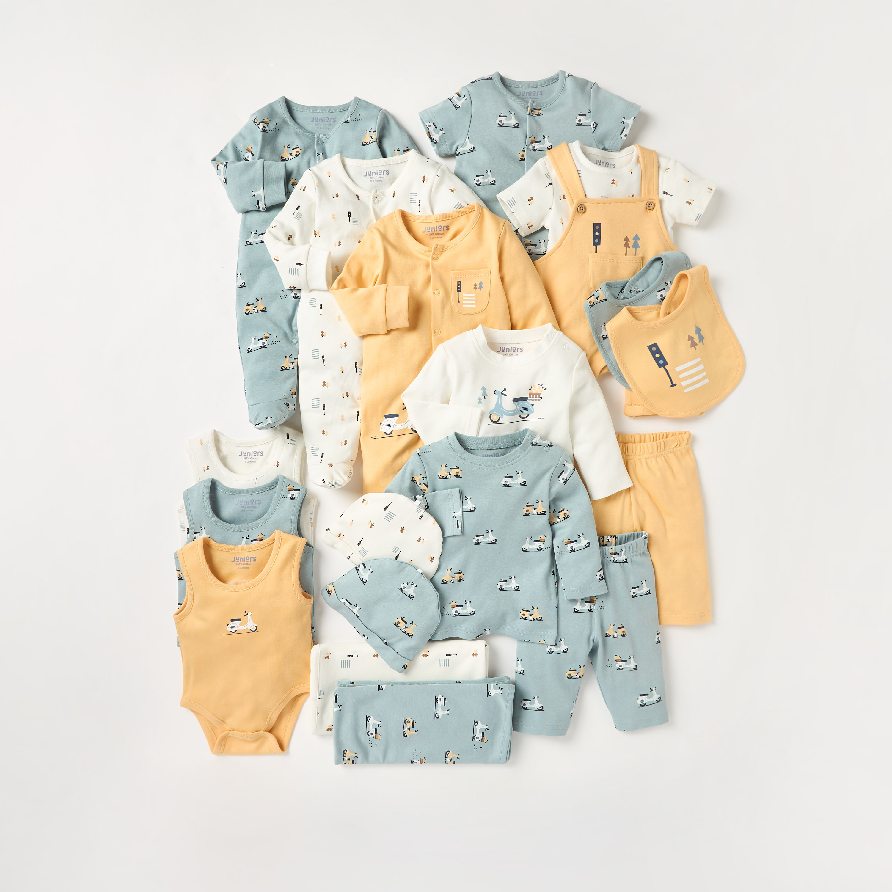 Juniors Scooter Print Sleepsuit and Romper with Button Closure-baby-boys-clothing-rompers-image-6