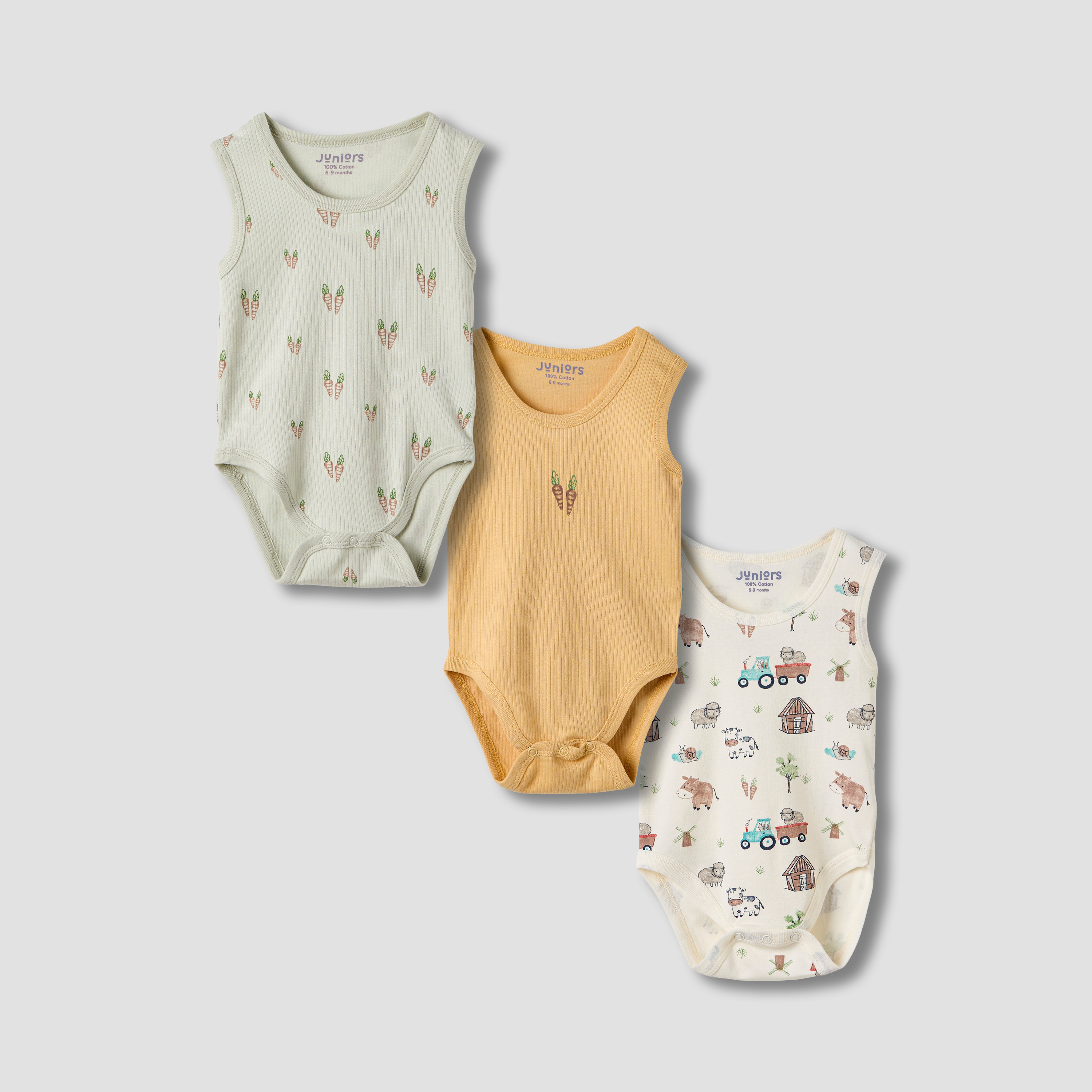 Juniors Printed Sleeveless Bodysuit - Set of 3-baby-boys-clothing-multipacks-image-1