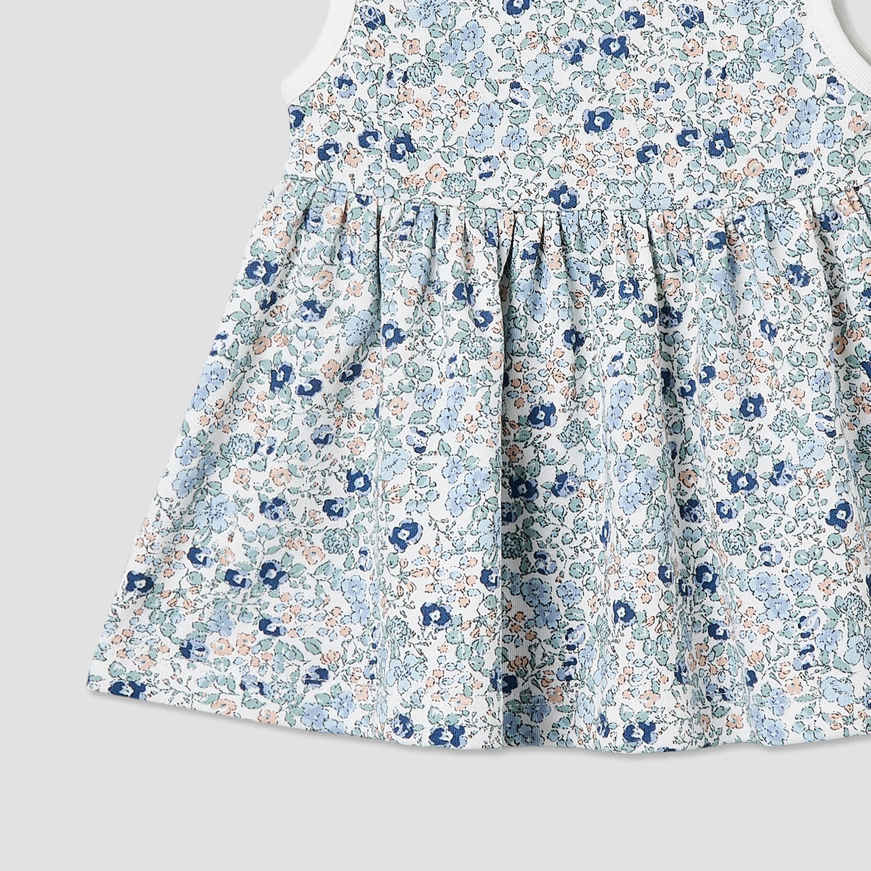 Pack of 2 Juniors Round Neck Sleeveless Knee-Length Dress with Floral Print-baby-girls-clothing-dressesandjumpsuits-image-7