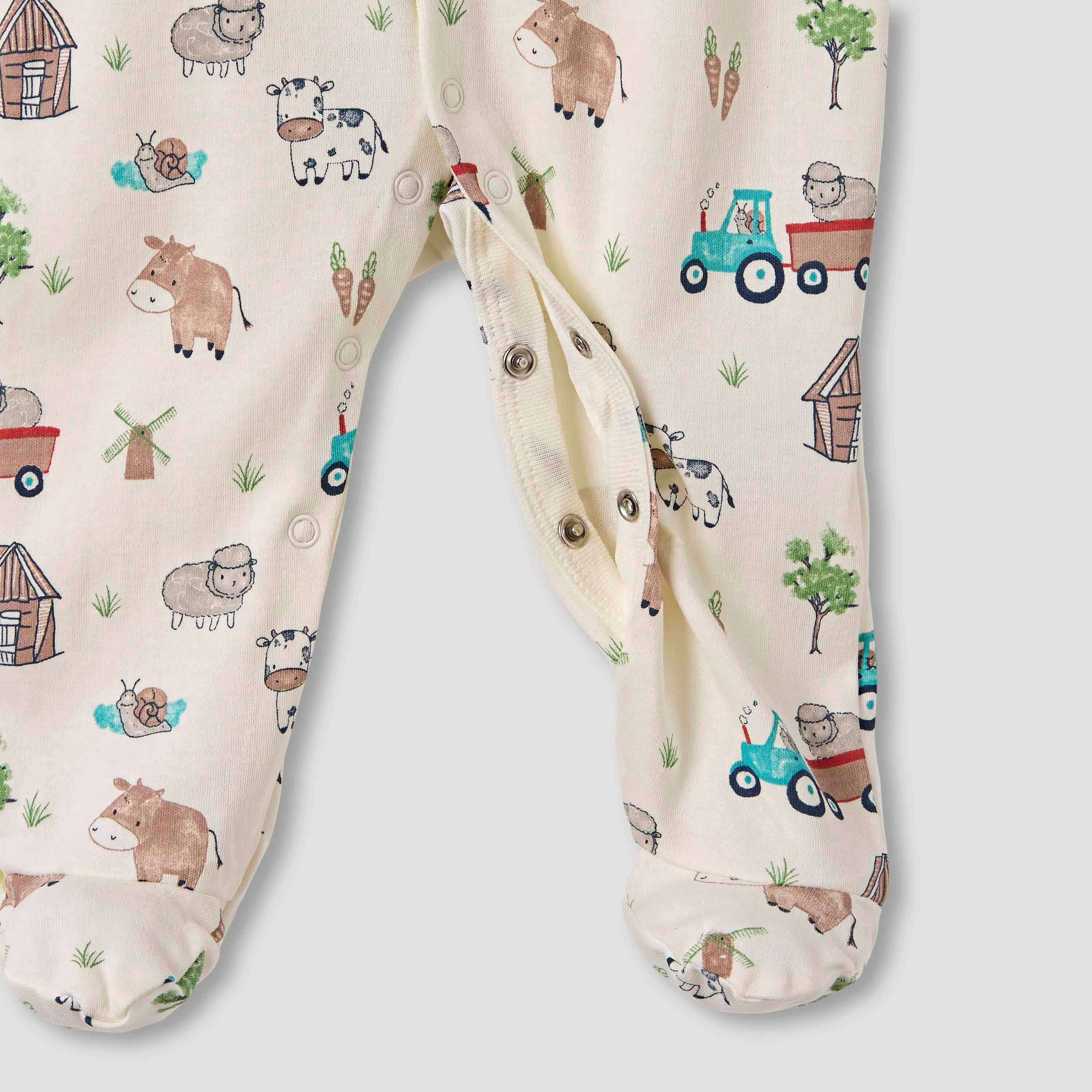 بدلات نوم بطبعات مزرعة وأكمام طويلة من جونيورز - طقم 3 قطع-baby-boys-clothing-nightwear-sleepsuits-image-6