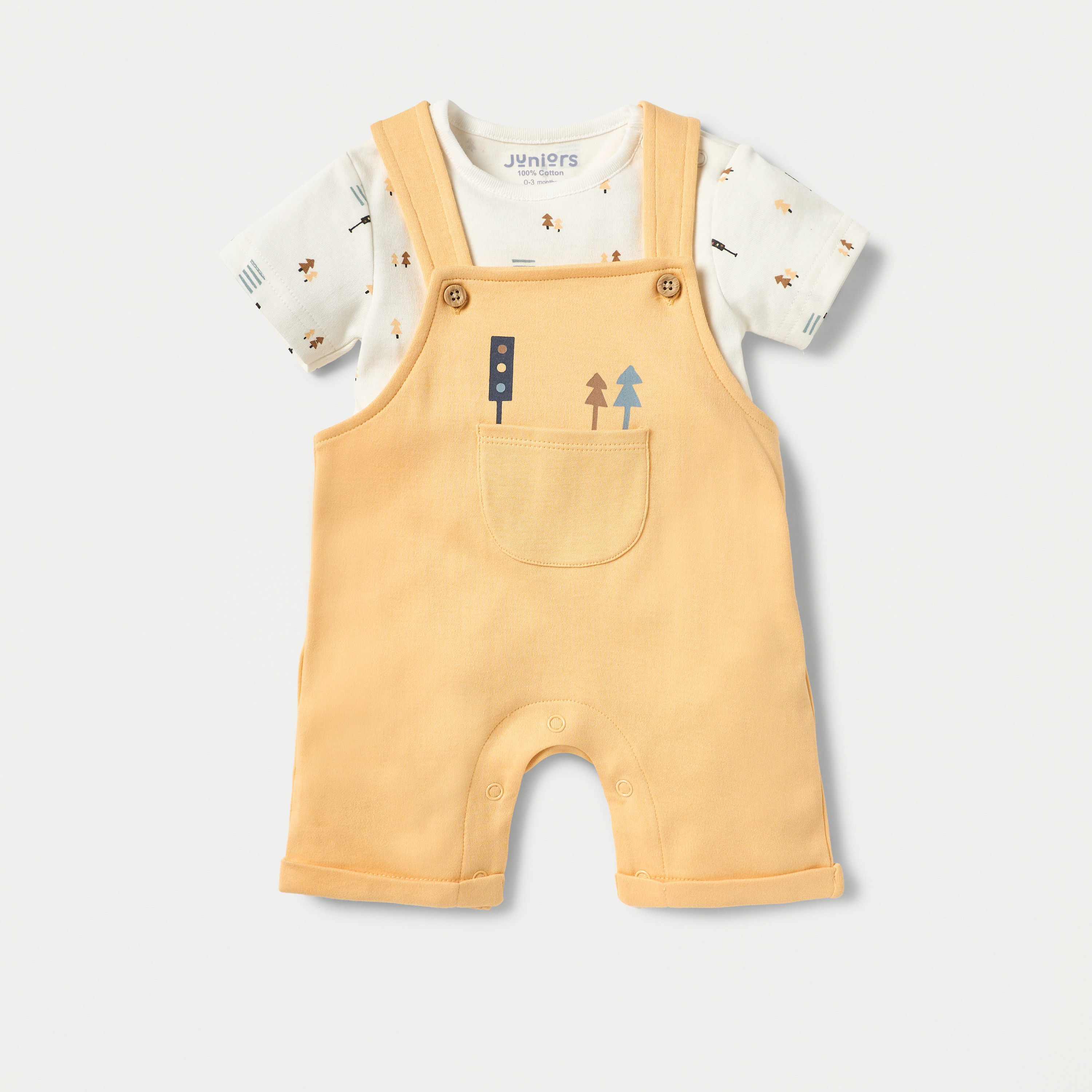طقم دنغري وتيشيرت بأكمام قصيرة وطبعات من جونيورز-baby-boys-clothing-rompers-image-1