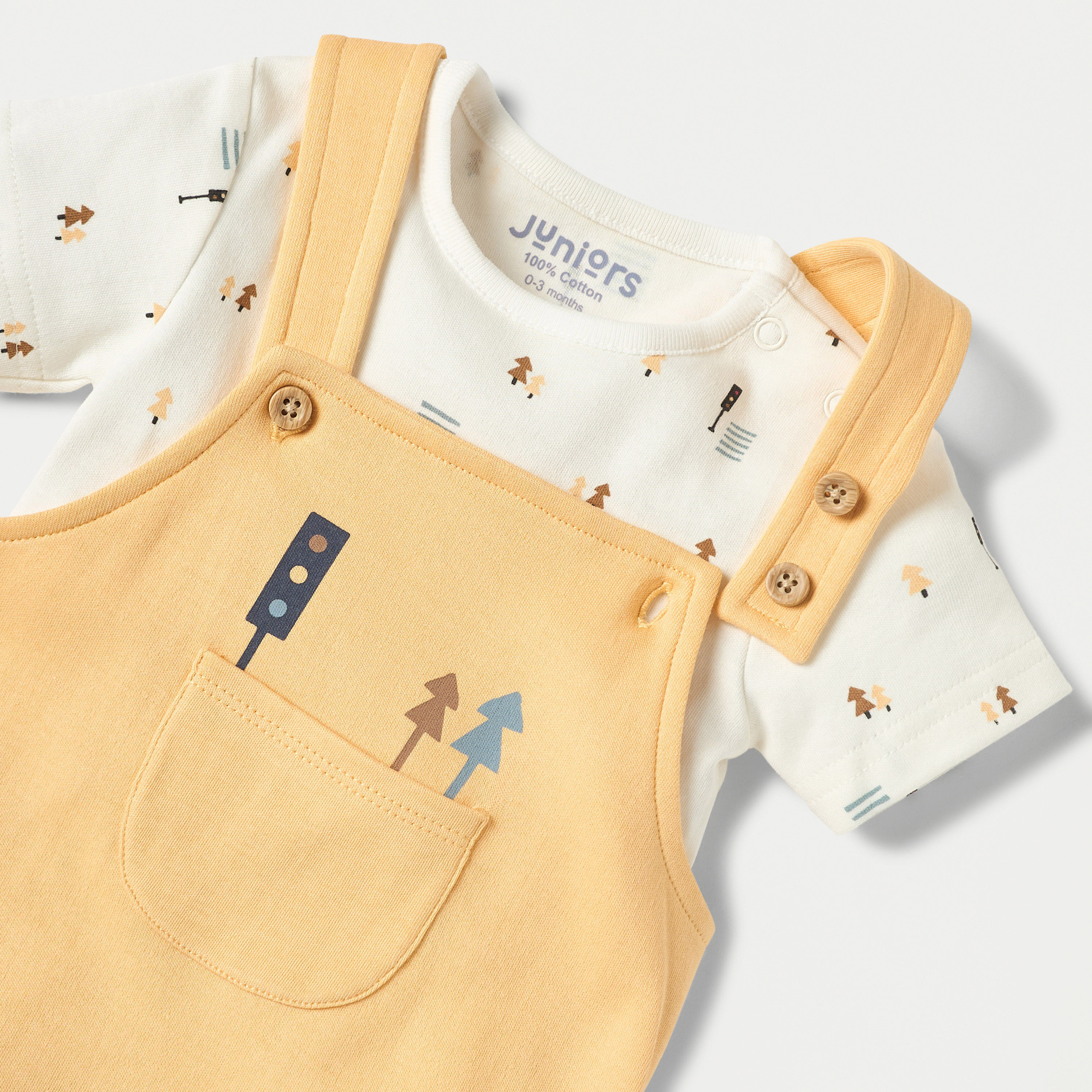 طقم دنغري وتيشيرت بأكمام قصيرة وطبعات من جونيورز-baby-boys-clothing-rompers-image-4