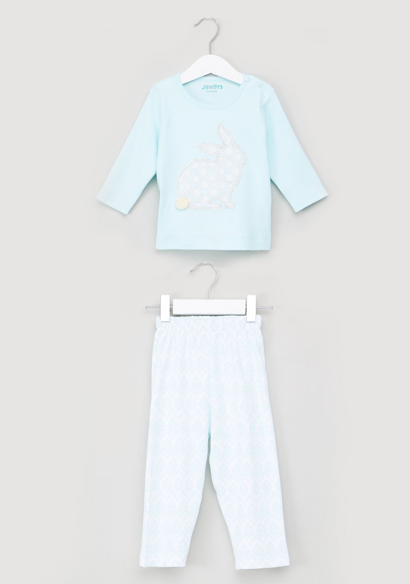 Juniors Applique Detail T-Shirt and Pyjama Set-Pyjama Sets-image-0