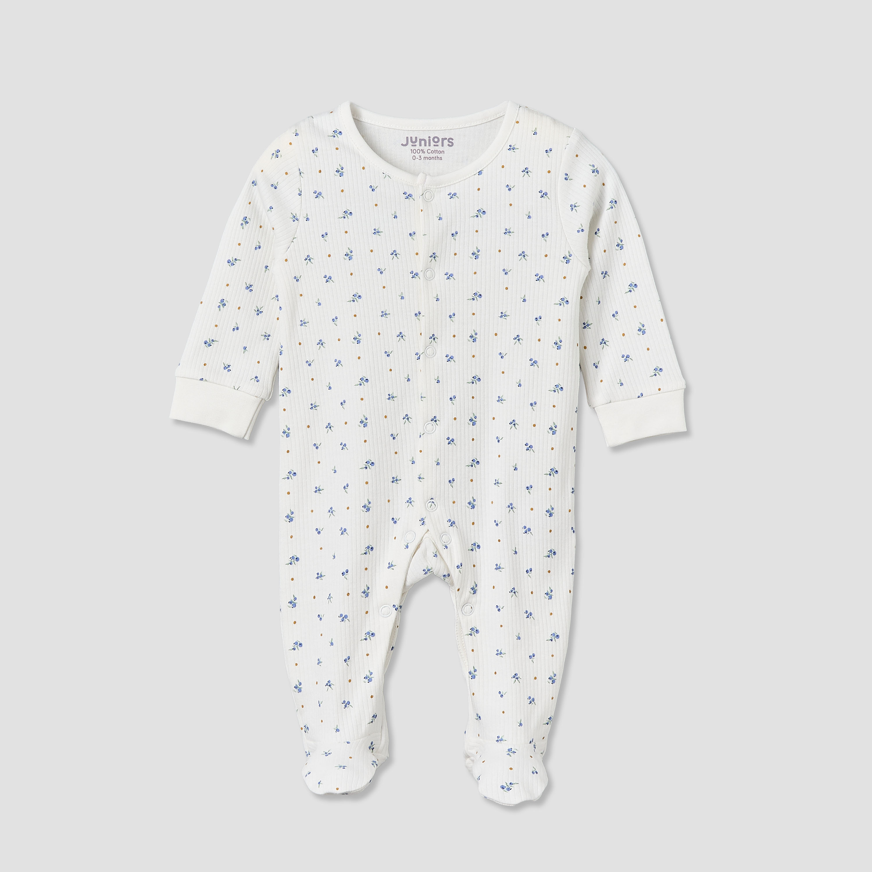 Pack of 2 Juniors Cotton Round Neck Long Sleeve Sleepsuit with Floral Print-baby-girls-clothing-nightwear-sleepsuits-image-4
