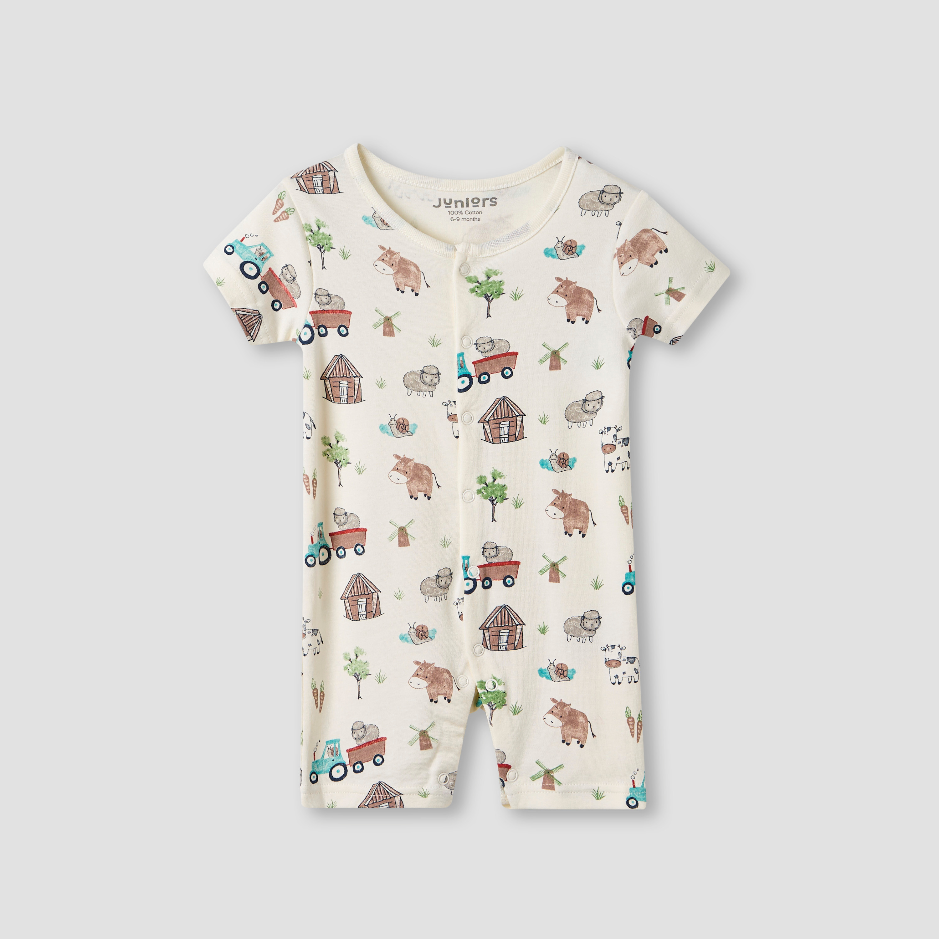 Juniors Farm Print Romper with Short Sleeves - Set of 3-baby-boys-clothing-multipacks-image-2