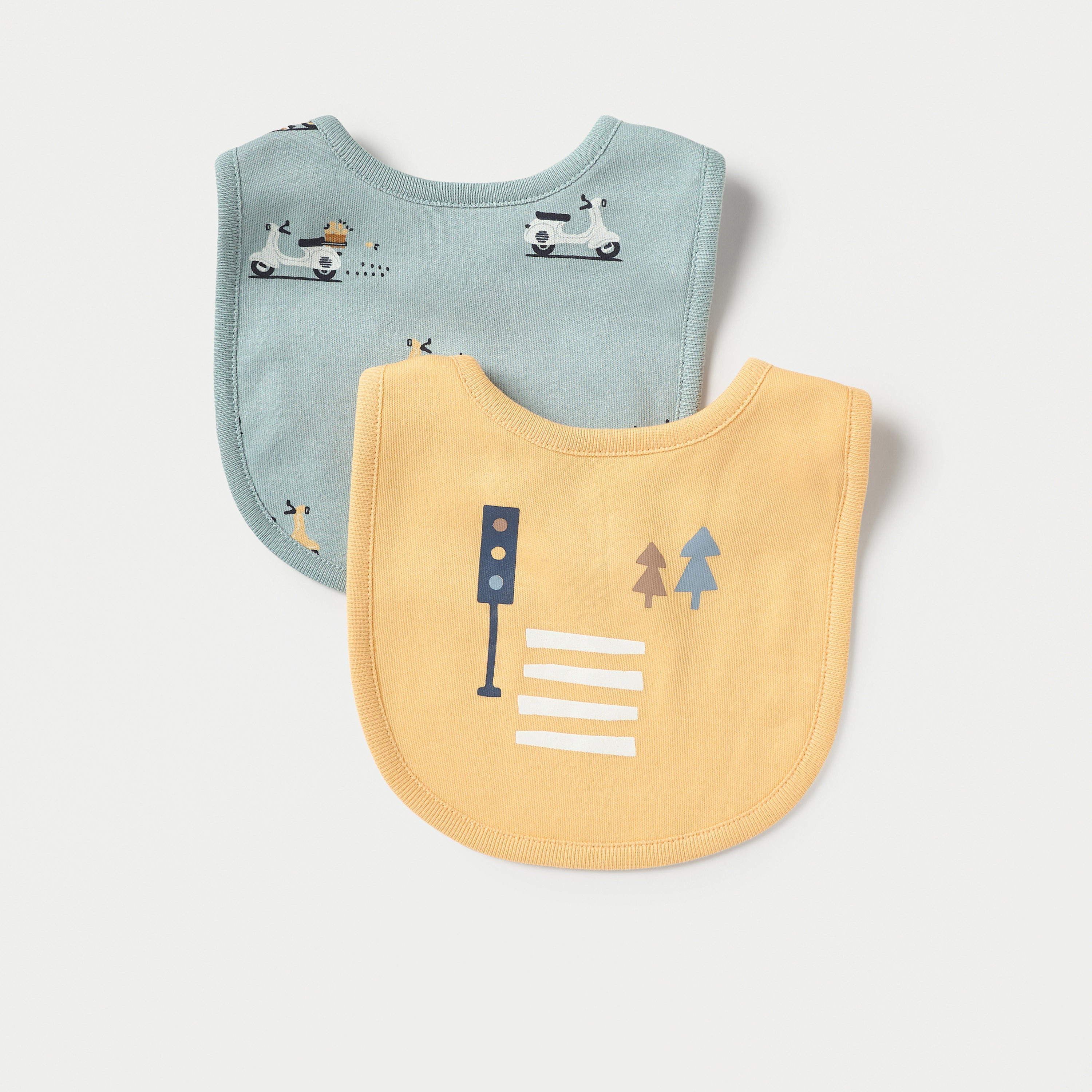 Juniors Printed Bib with Button Closure - Set of 2-baby-feeding-bibs-image-1