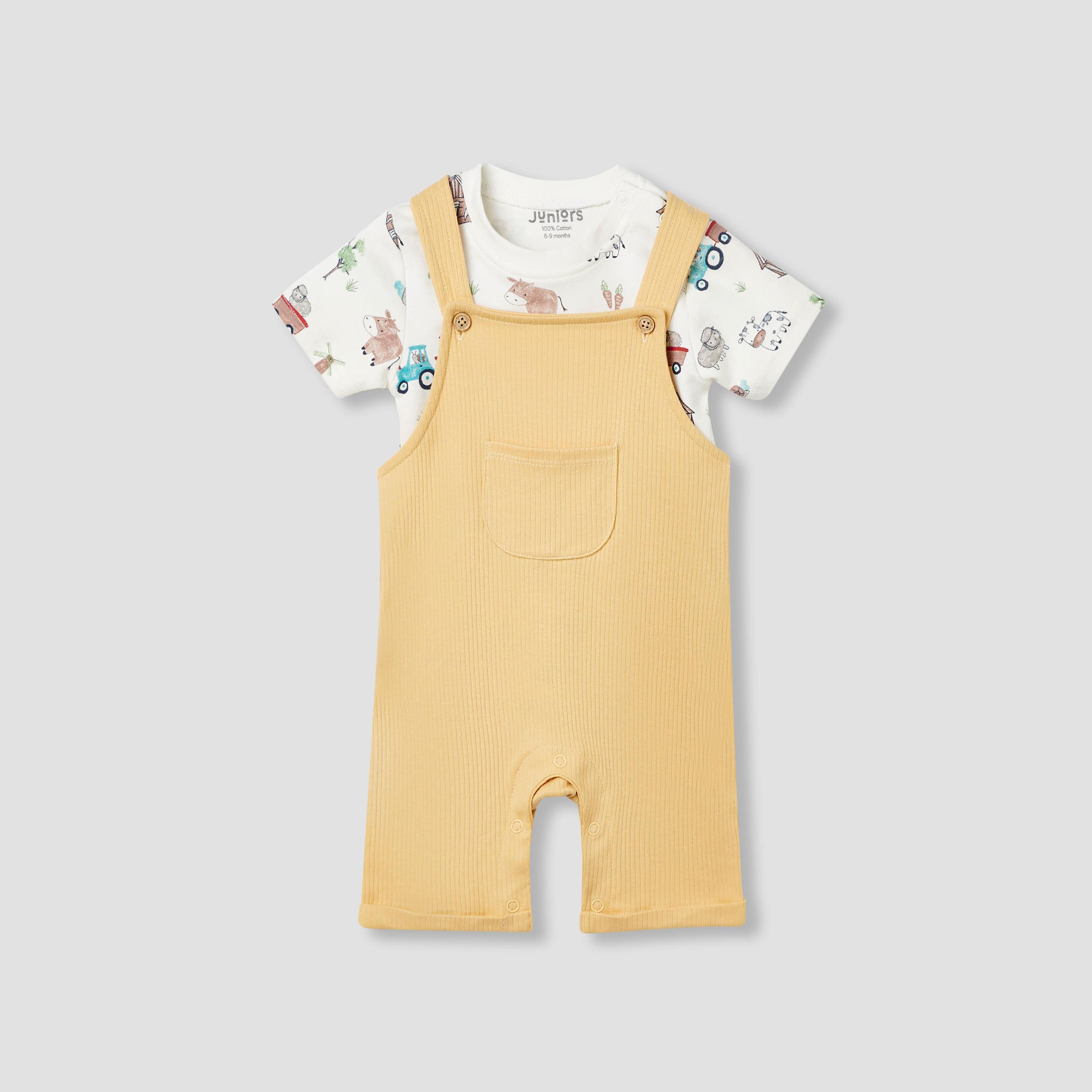 طقم دنغري مضلع وتيشيرت من جونيورز-baby-boys-clothing-rompers-image-5