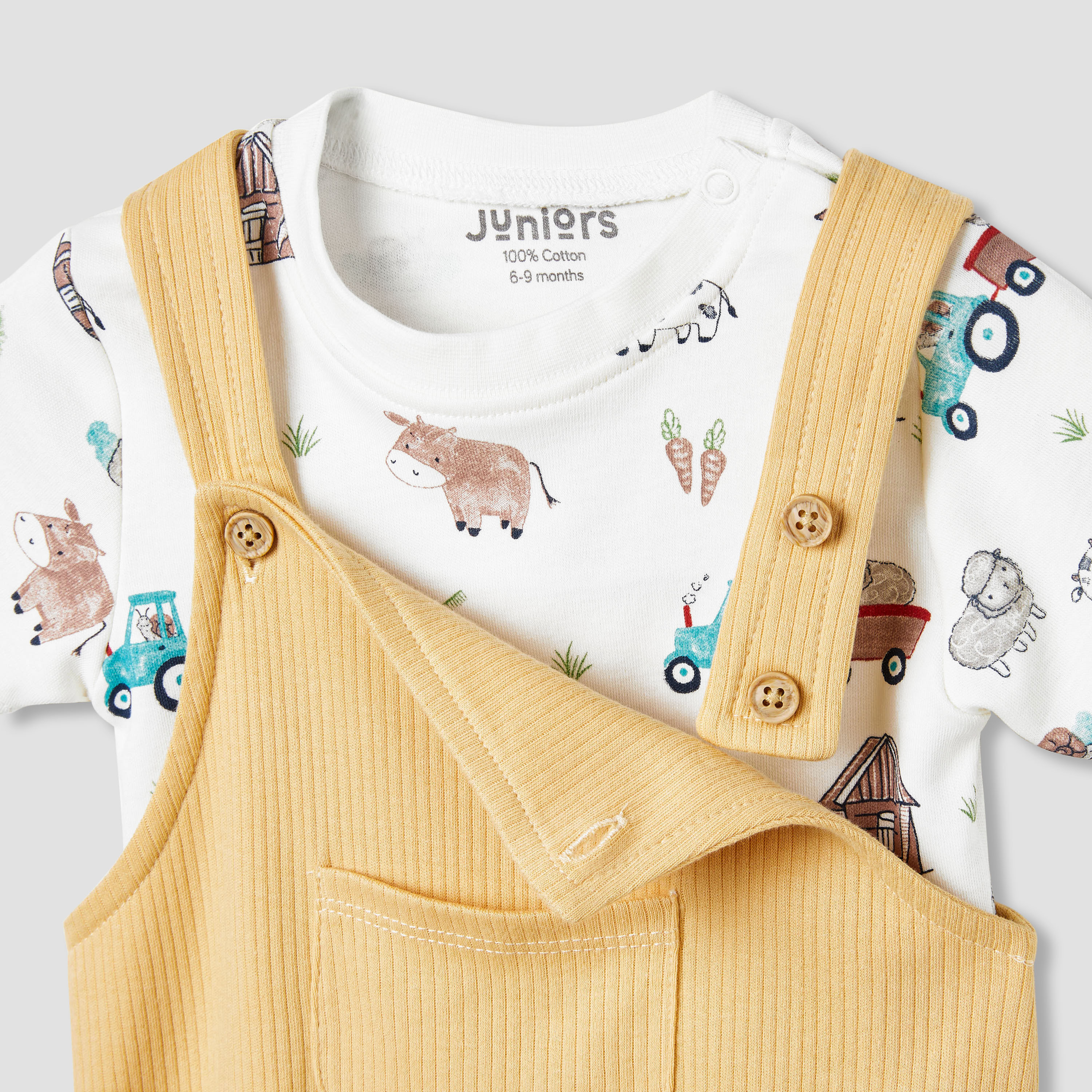 طقم دنغري مضلع وتيشيرت من جونيورز-baby-boys-clothing-rompers-image-2