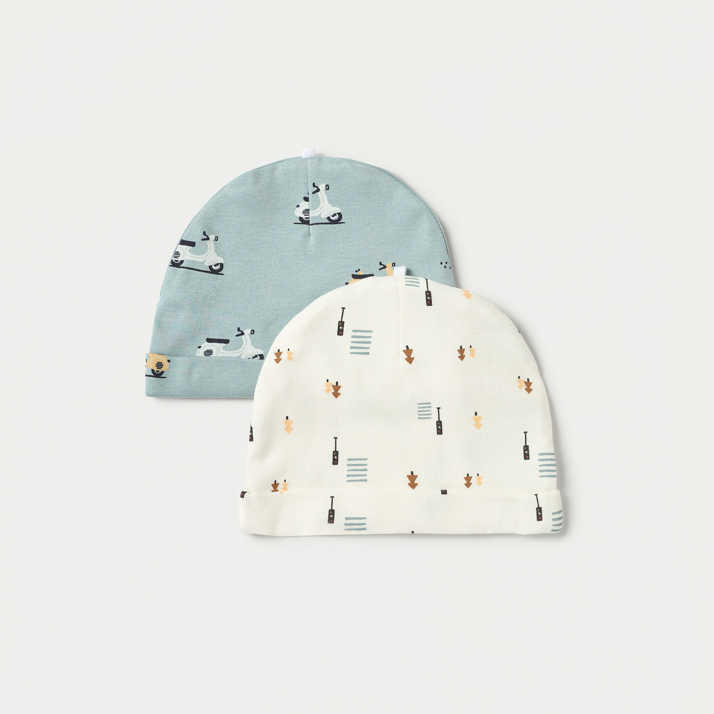 Juniors Printed Beanie Cap - Set of 2-baby-boys-accessories-caps-image-1