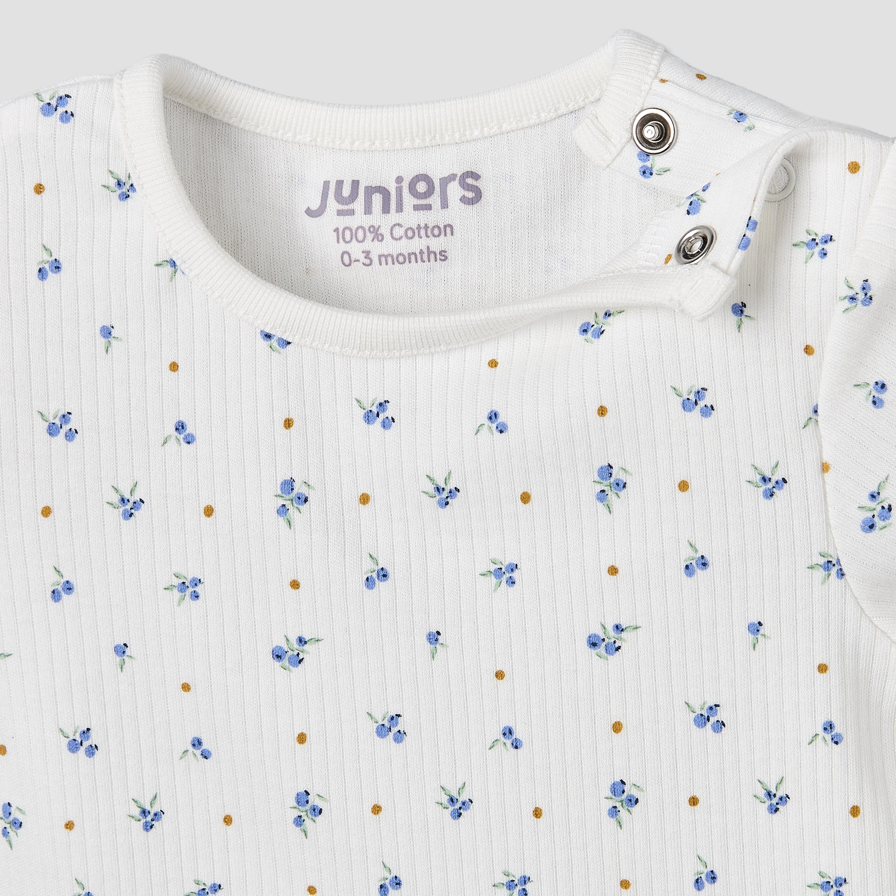 Juniors Round Neck Short Sleeve T-shirt and Dungaree Set with Blueberry Print-baby-girls-clothing-setsandcoords-image-6