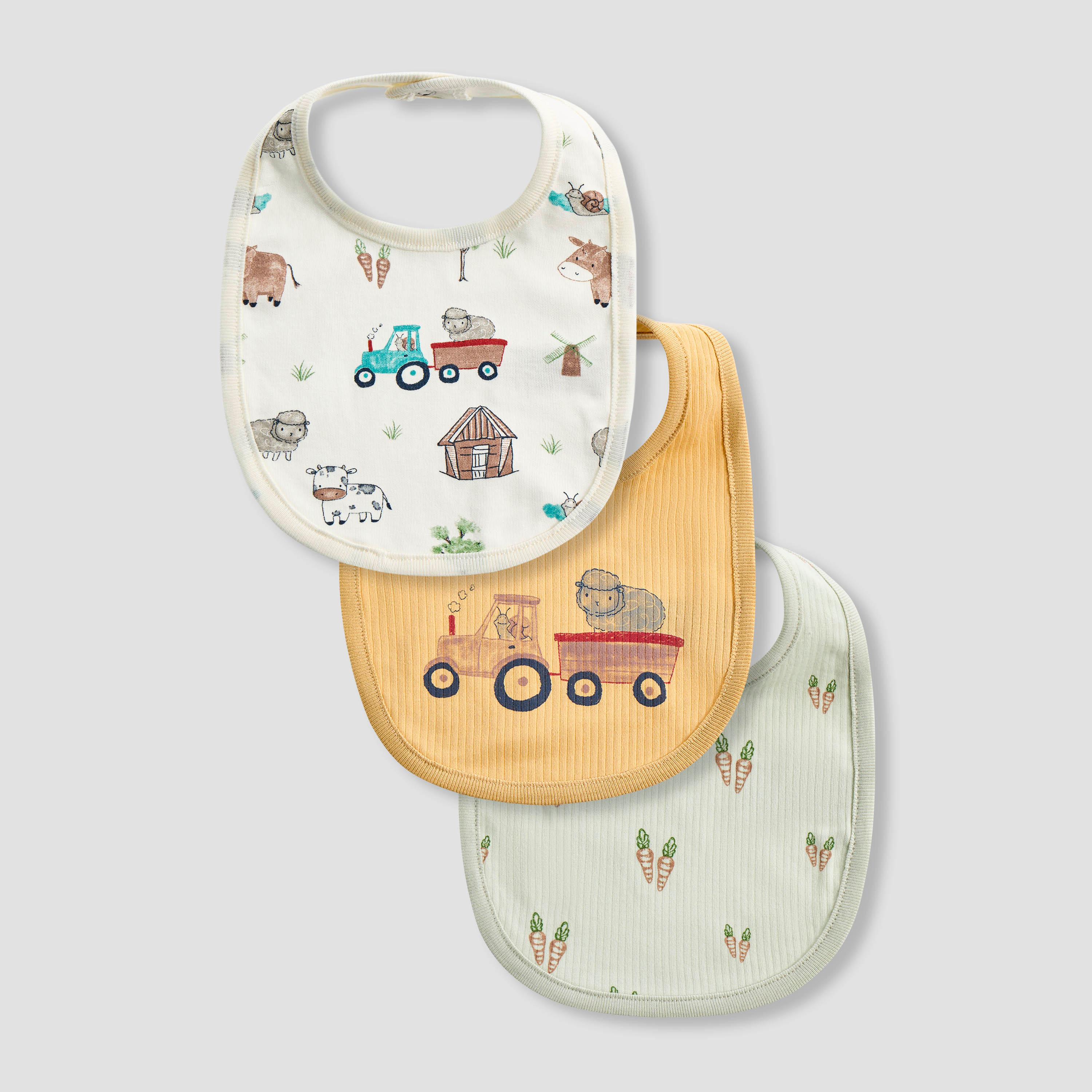 طقم 3 مريلة بطبعات وزر إغلاق من جونيورز-baby-feeding-bibs-image-1
