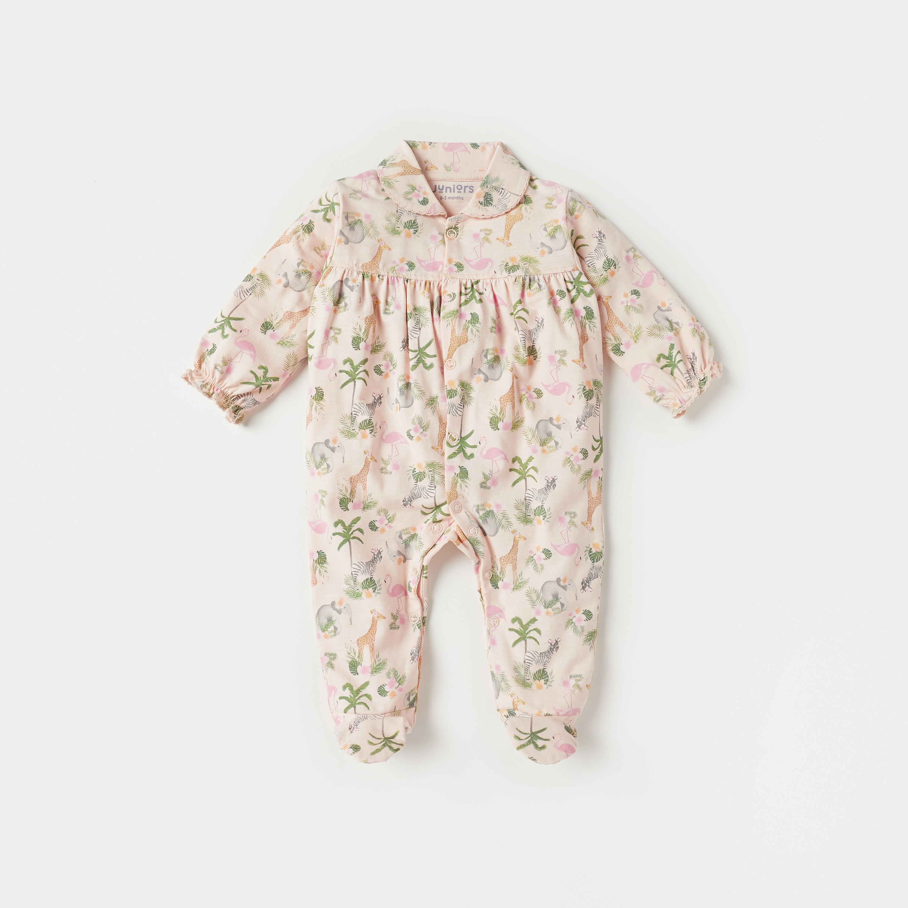 Juniors All-Over Tropical Print Closed Feet Sleepsuit-baby-girls-clothing-nightwear-sleepsuits-image-1