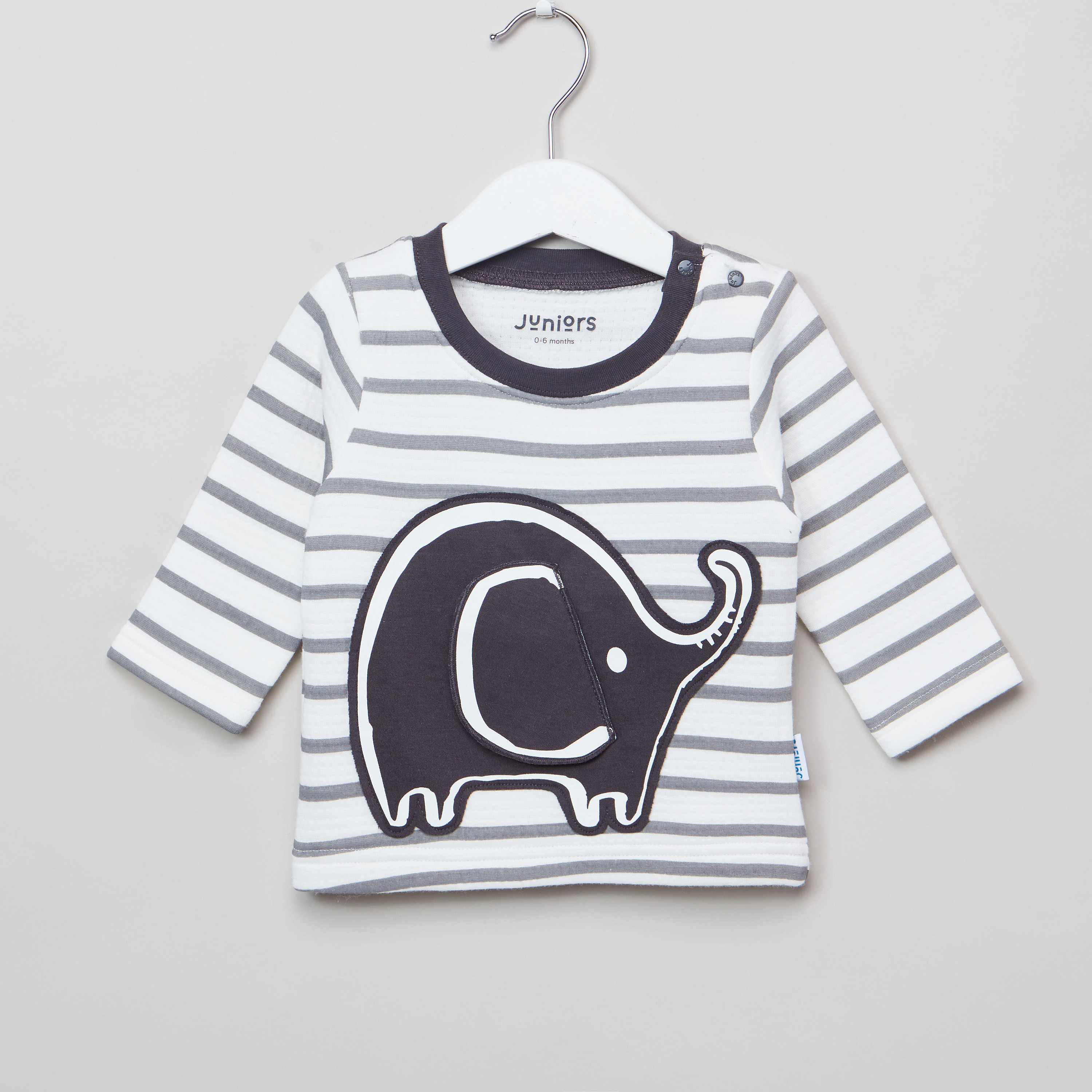 Juniors Striped Applique Detail T-shirt and Pyjama Set-baby-boys-clothing-nightwear-pyjamasets-image-2