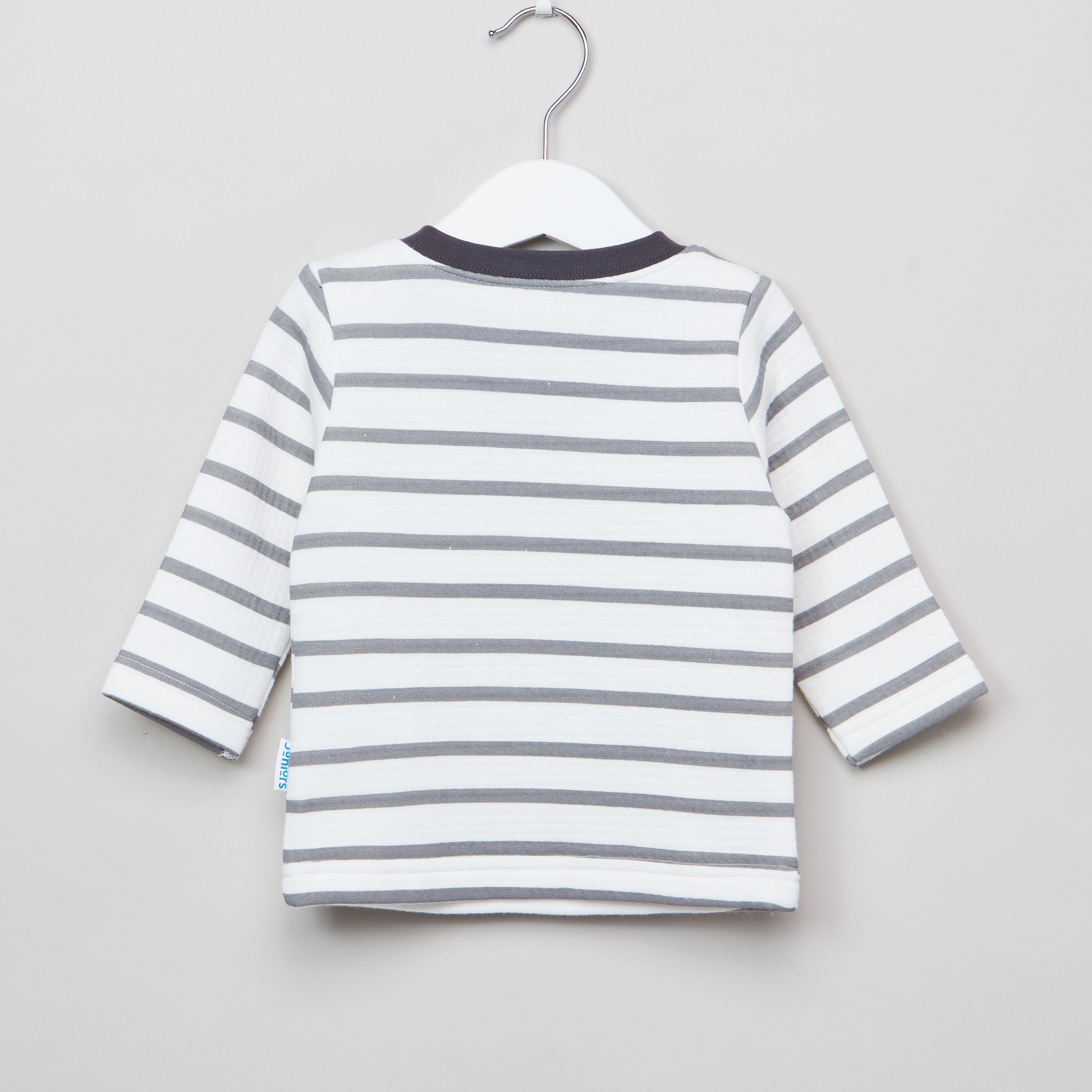 Juniors Striped Applique Detail T-shirt and Pyjama Set-baby-boys-clothing-nightwear-pyjamasets-image-4