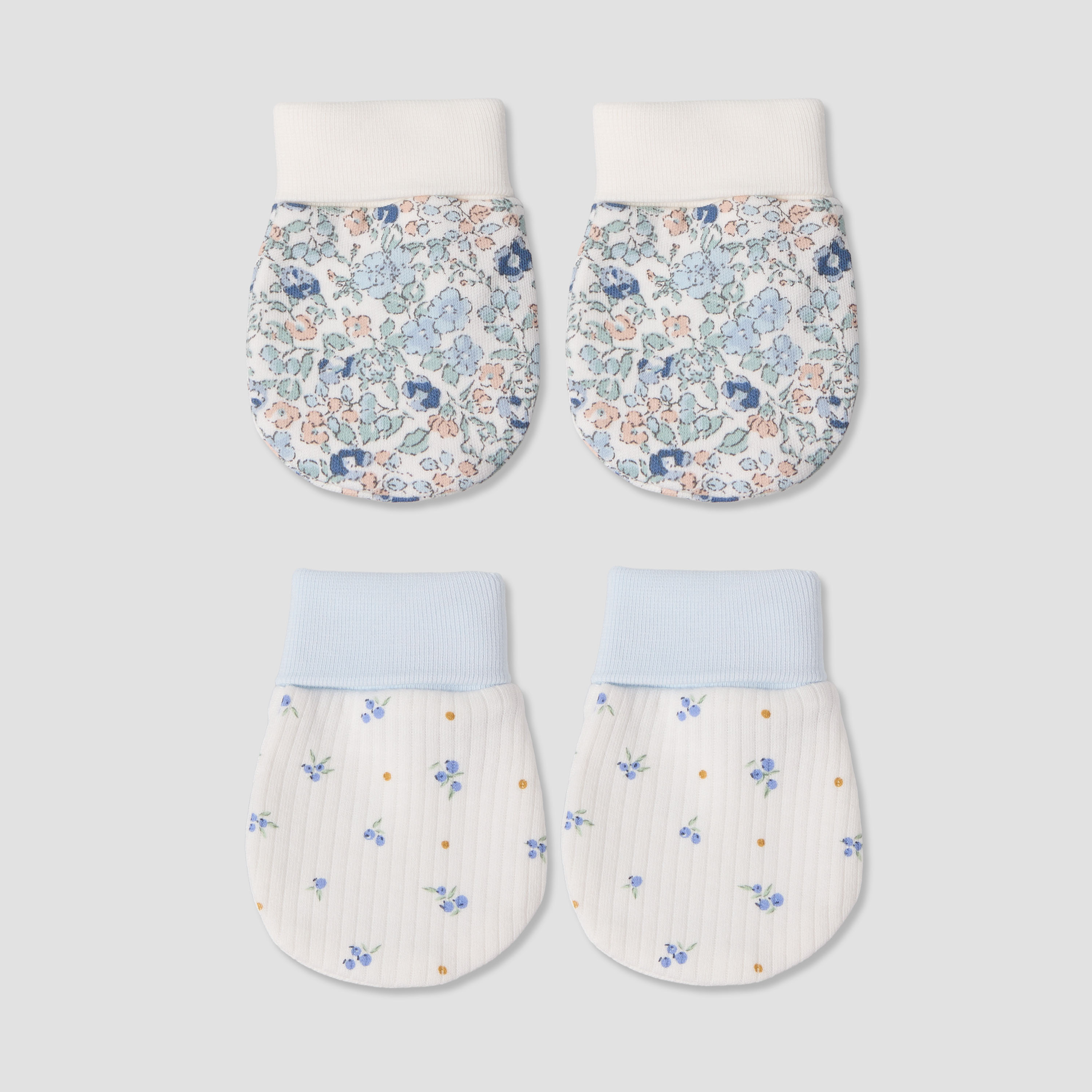 Set of 2 Juniors Mittens with Floral Print 0-36 months-baby-girls-accessories-mittens-image-1