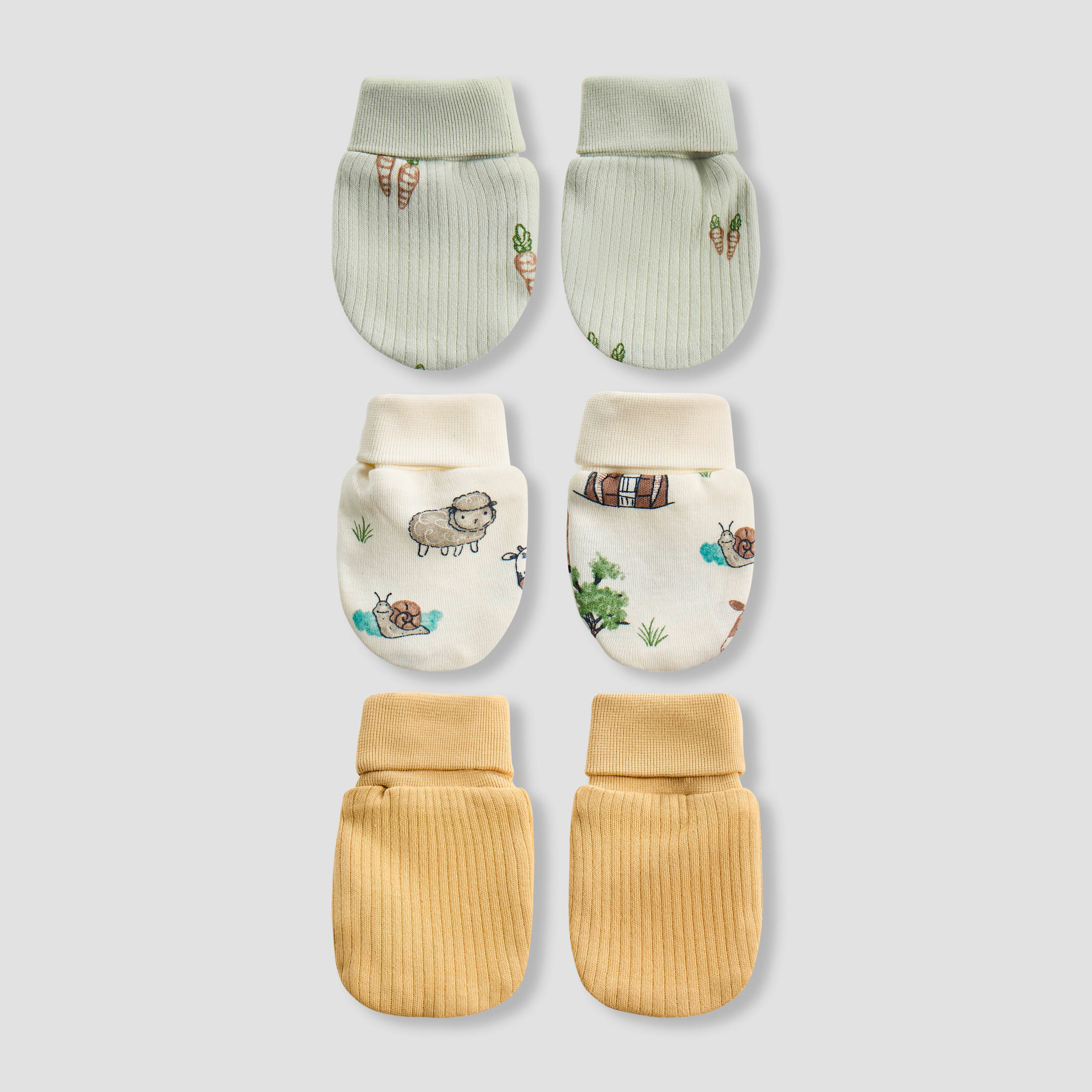 Juniors Farm Print Mittens - Set of 3-baby-girls-accessories-mittens-image-1