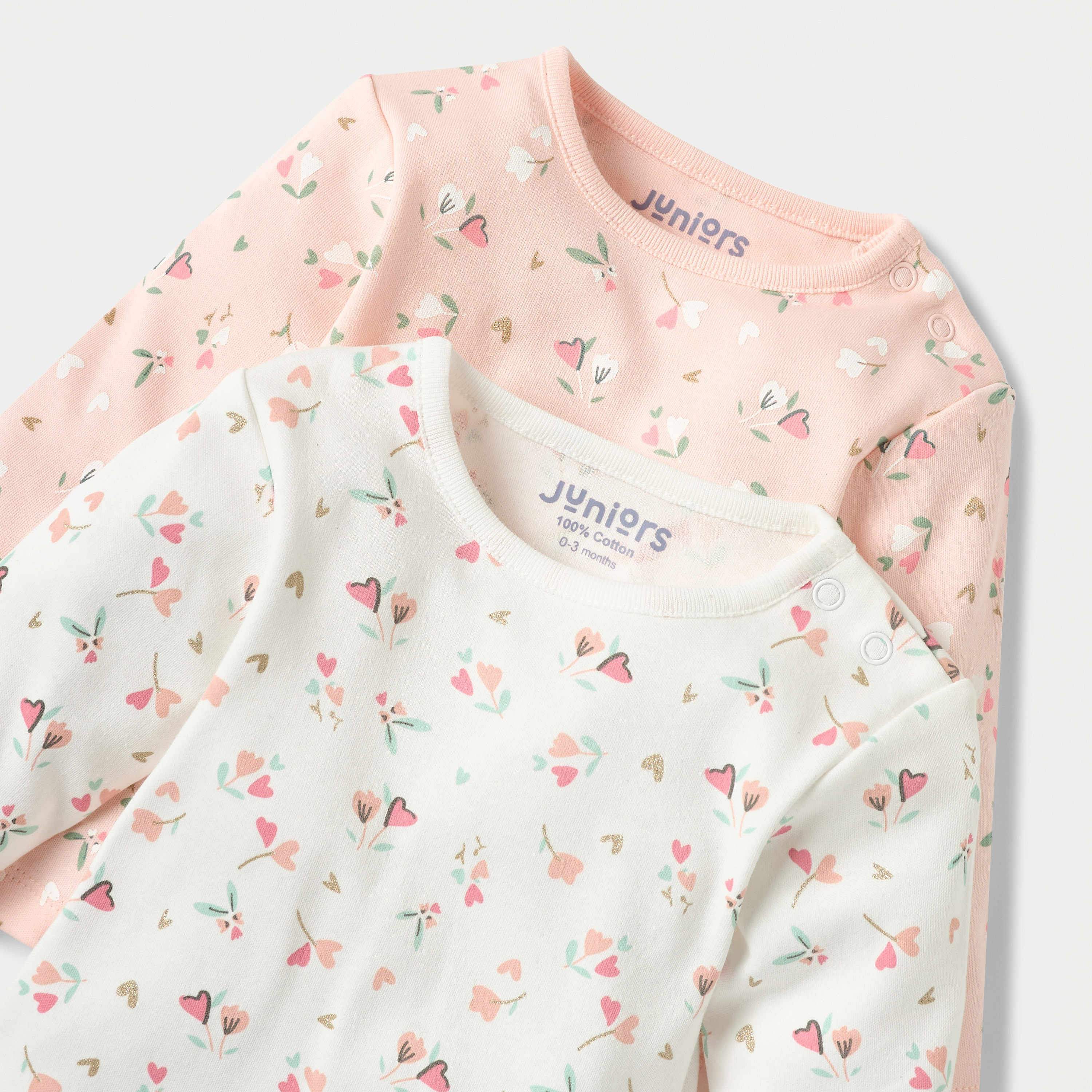 Juniors Floral Print Long Sleeve T-shirt and Elasticated Pyjama Set - Set of 2-baby-girls-clothing-nightwear-pyjamasets-image-4