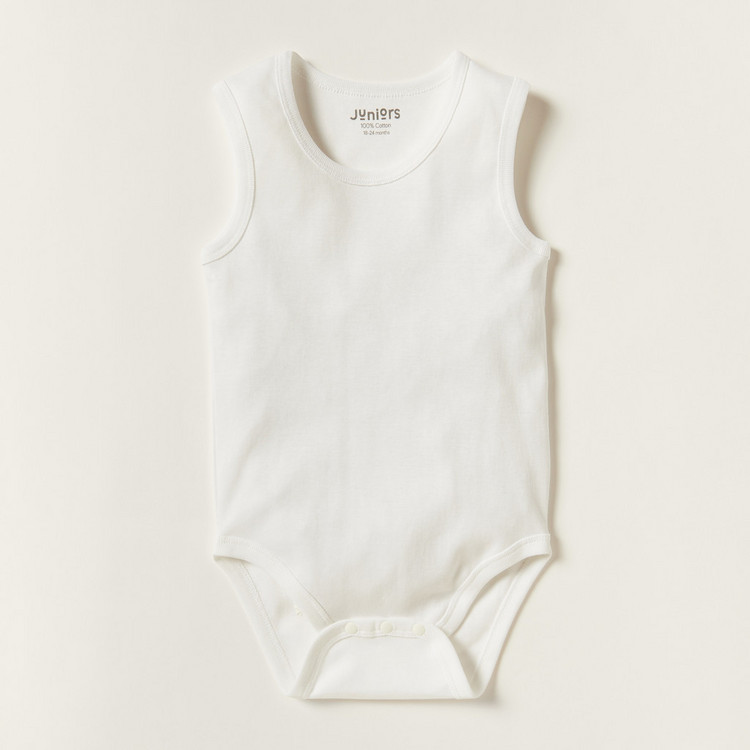 Juniors Solid Sleeveless Bodysuit with Snap Button Closure
