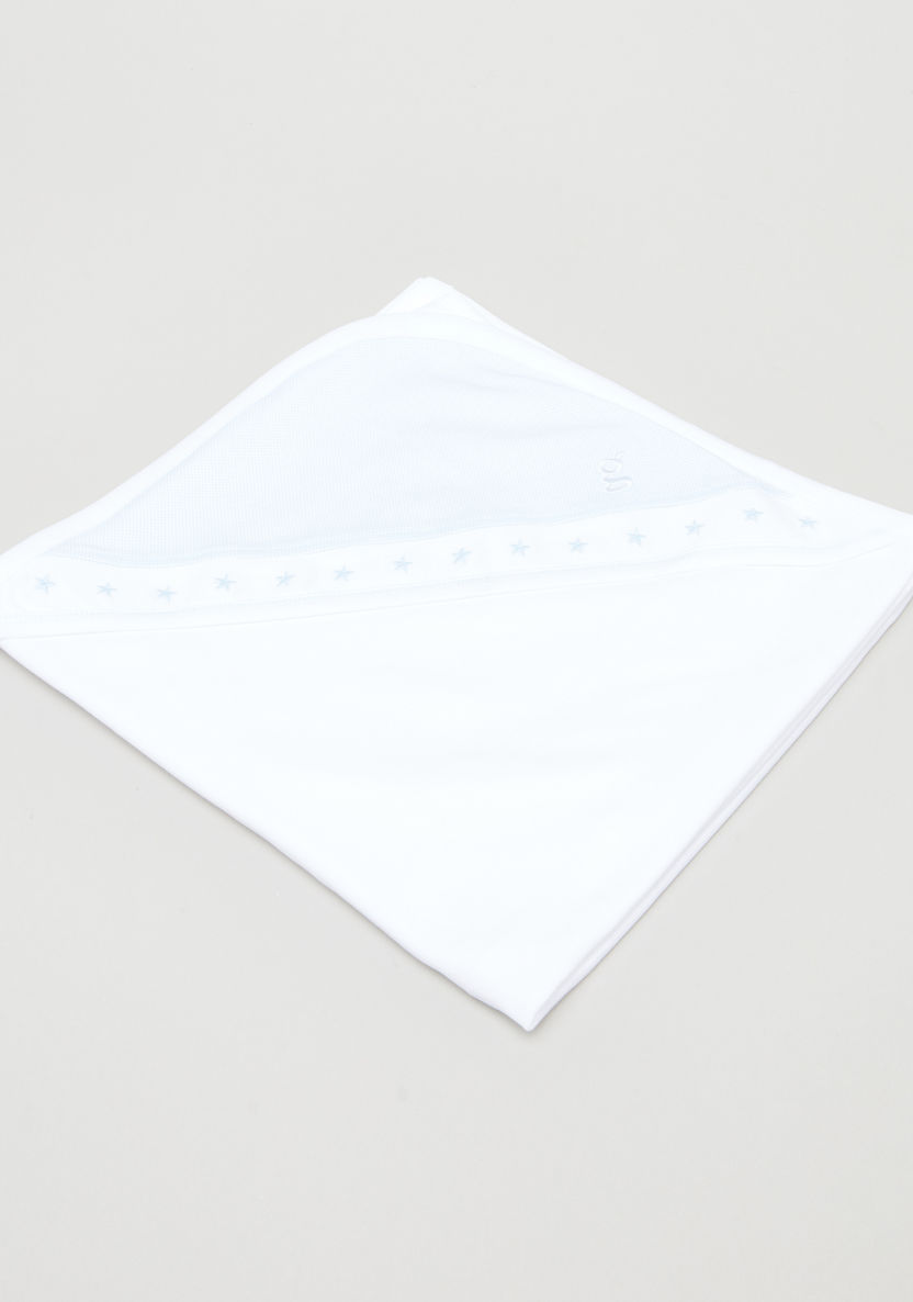 Giggles Star Embroidered Receiving Blanket with Hood - 80x80 cms-Receiving Blankets-image-0