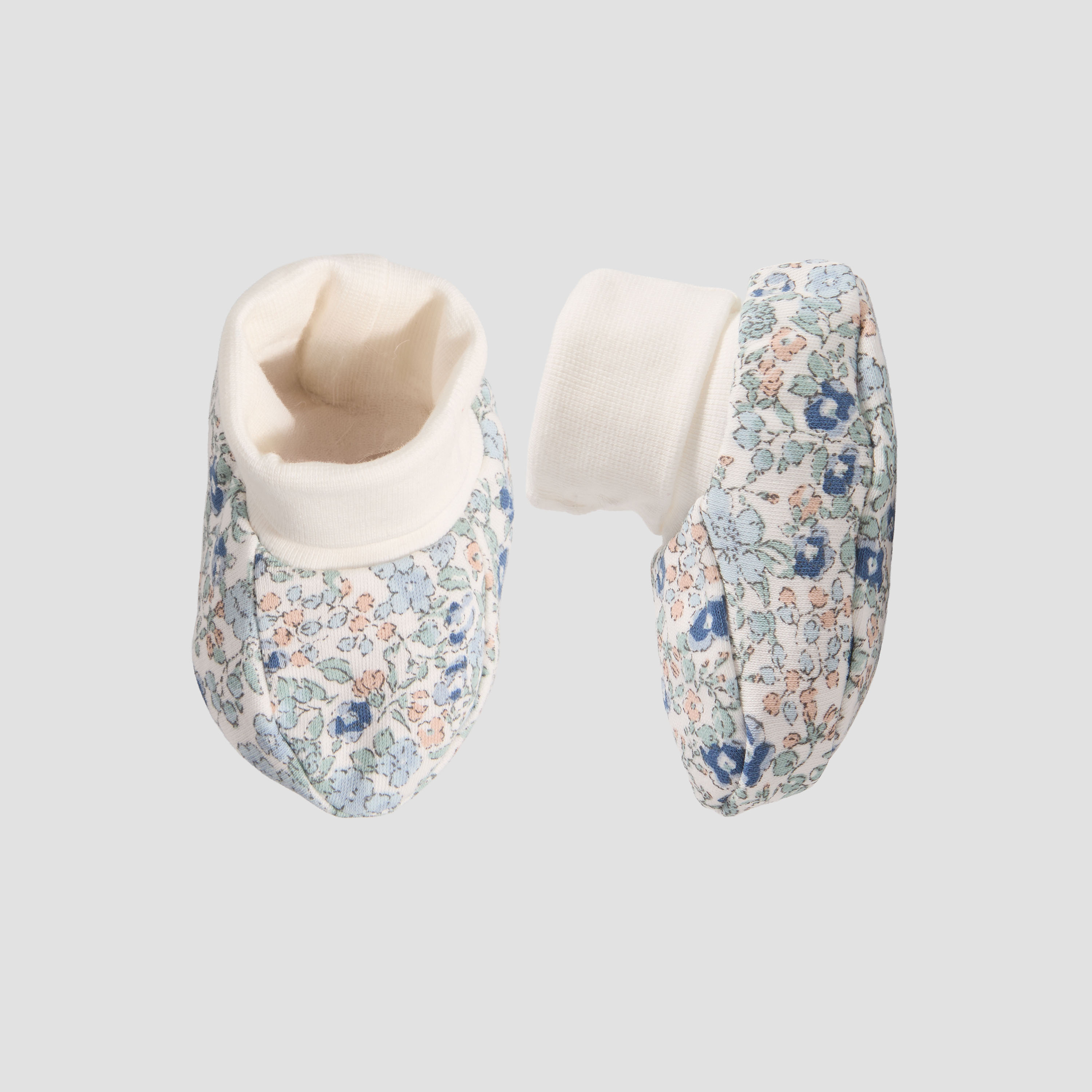 Pack of 2 Juniors Booties with Cuffed Hem, Floral Print-baby-girls-shoes-booties-image-2