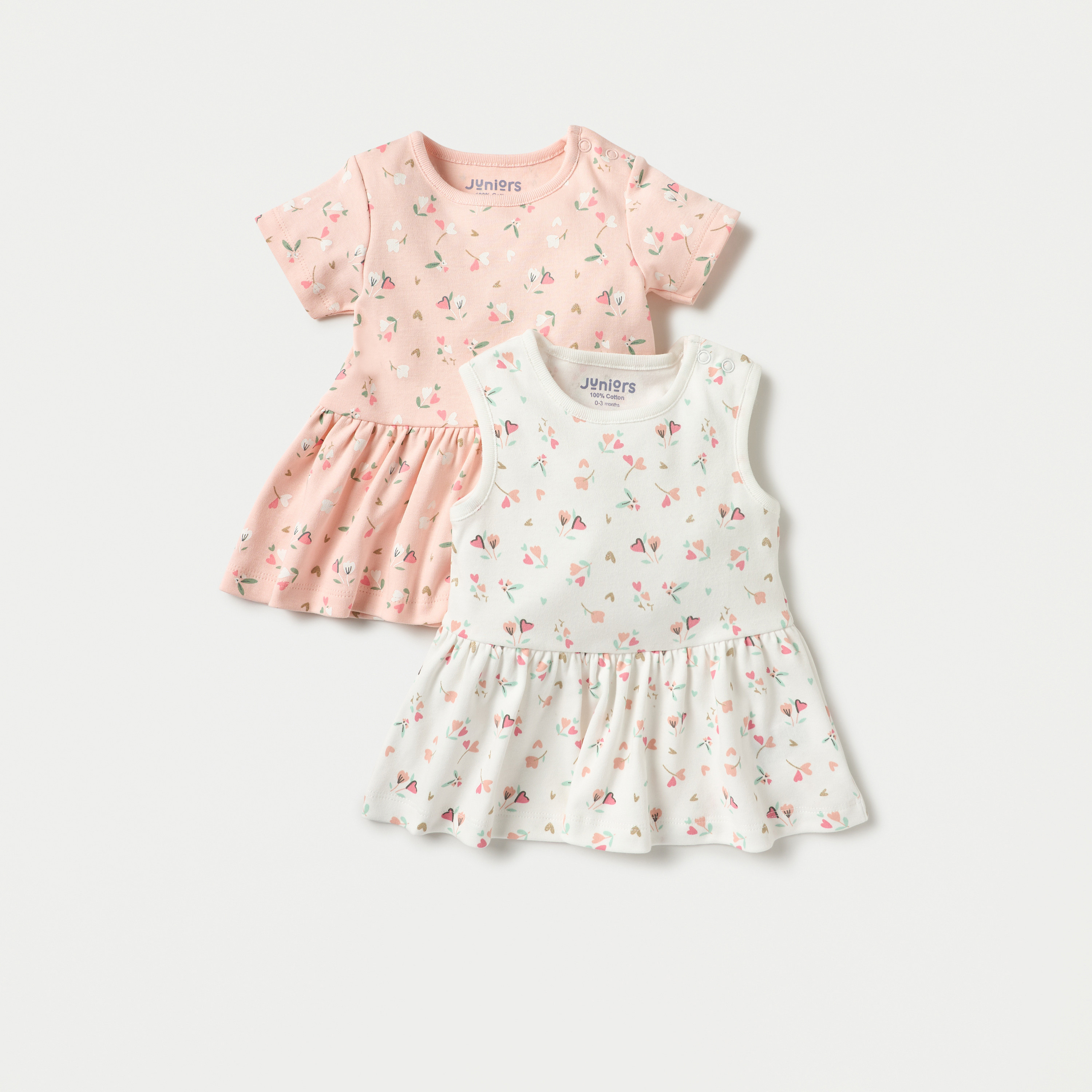 Juniors 2-Piece Floral Print A-line Dress Set with Pleat Detail-baby-girls-clothing-dressesandjumpsuits-image-1