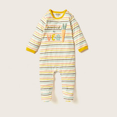 Juniors Striped Closed Feet Sleepsuit with Button Closure