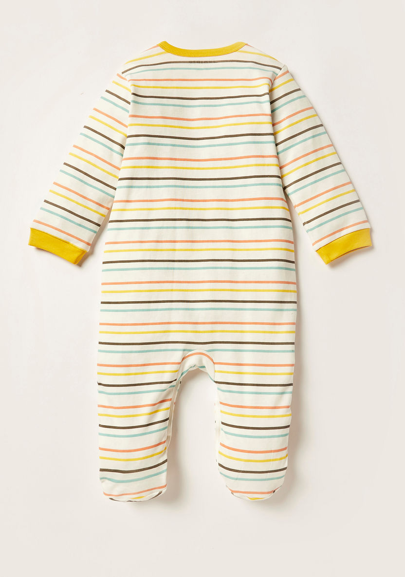 Juniors Striped Closed Feet Sleepsuit with Button Closure-Sleepsuits-image-2