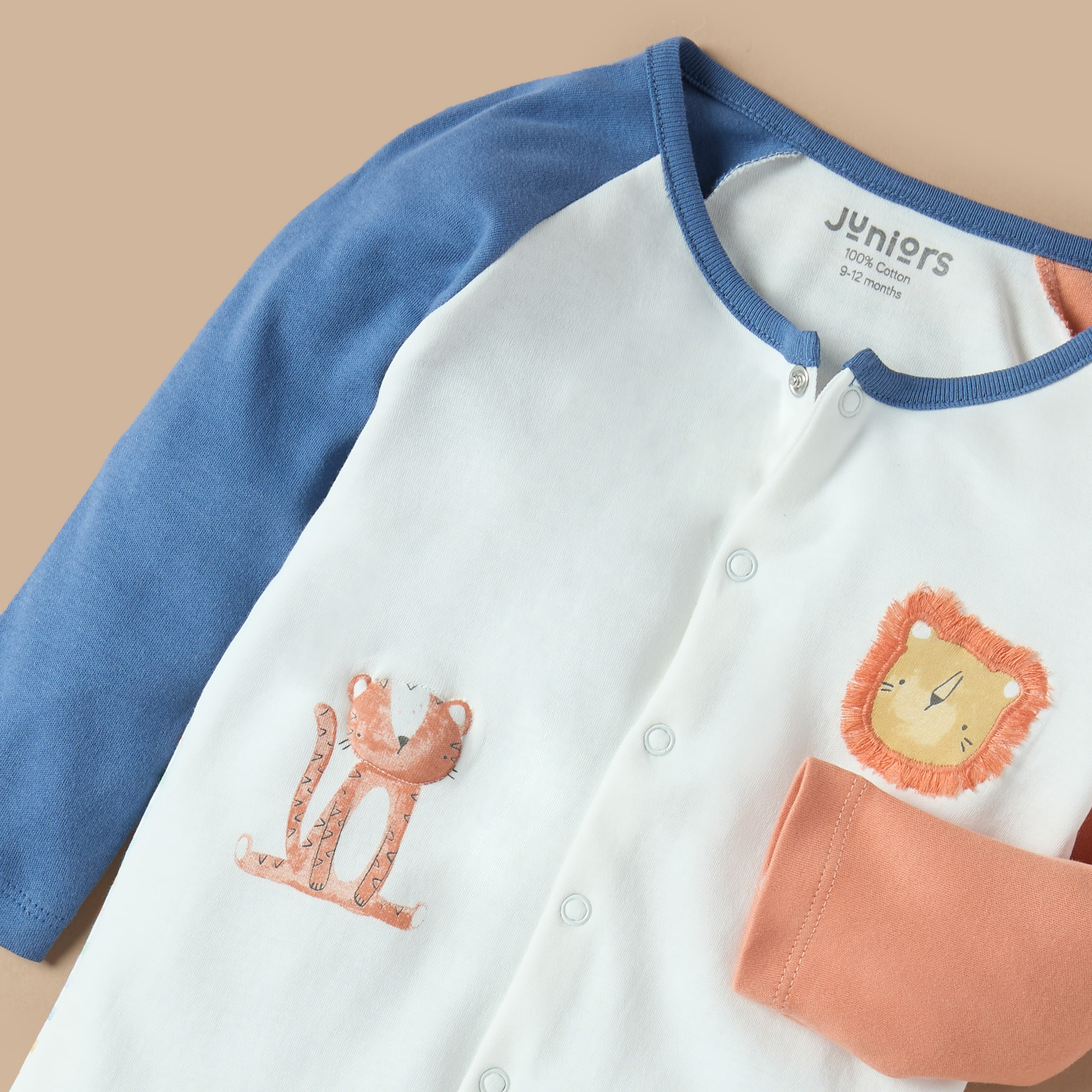 Juniors Animal Applique Closed Feet Sleepsuit with Long Sleeves-baby-boys-clothing-nightwear-sleepsuits-image-3