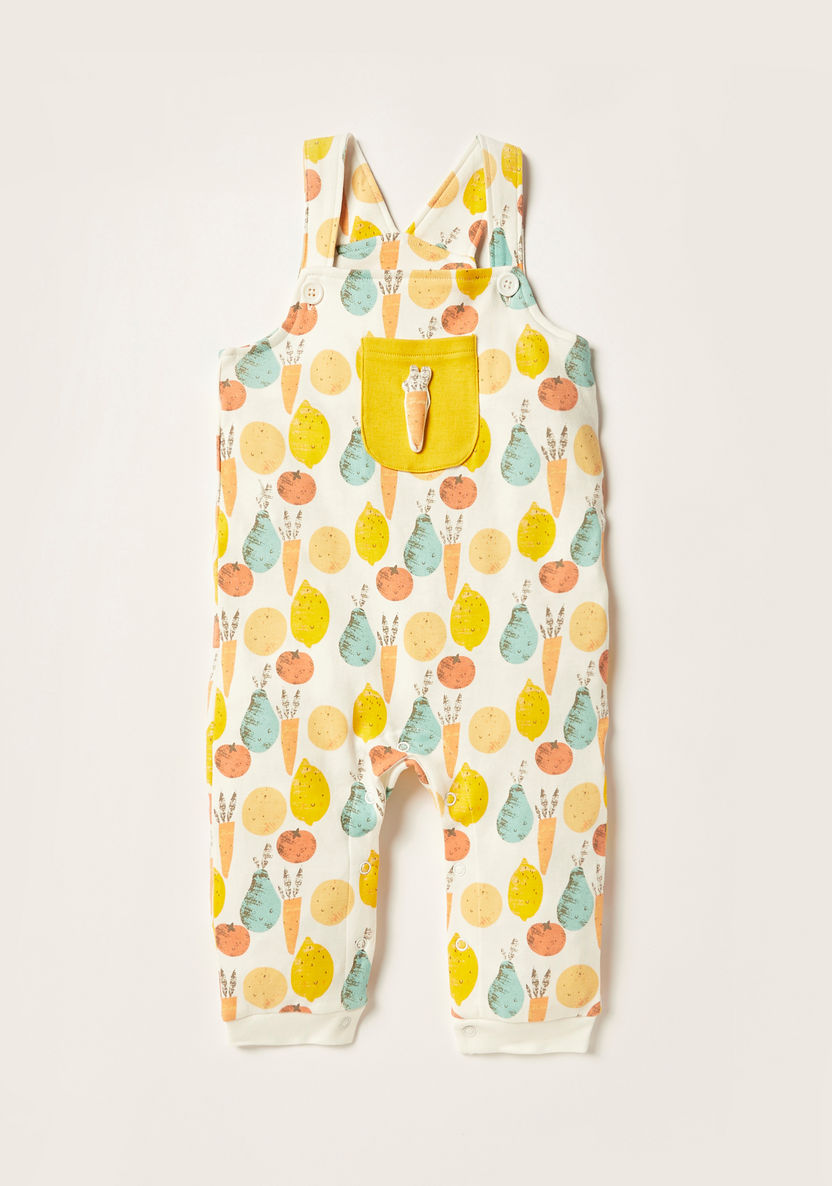 Juniors Printed Dungaree and T-shirt Set-Rompers%2C Dungarees and Jumpsuits-image-1