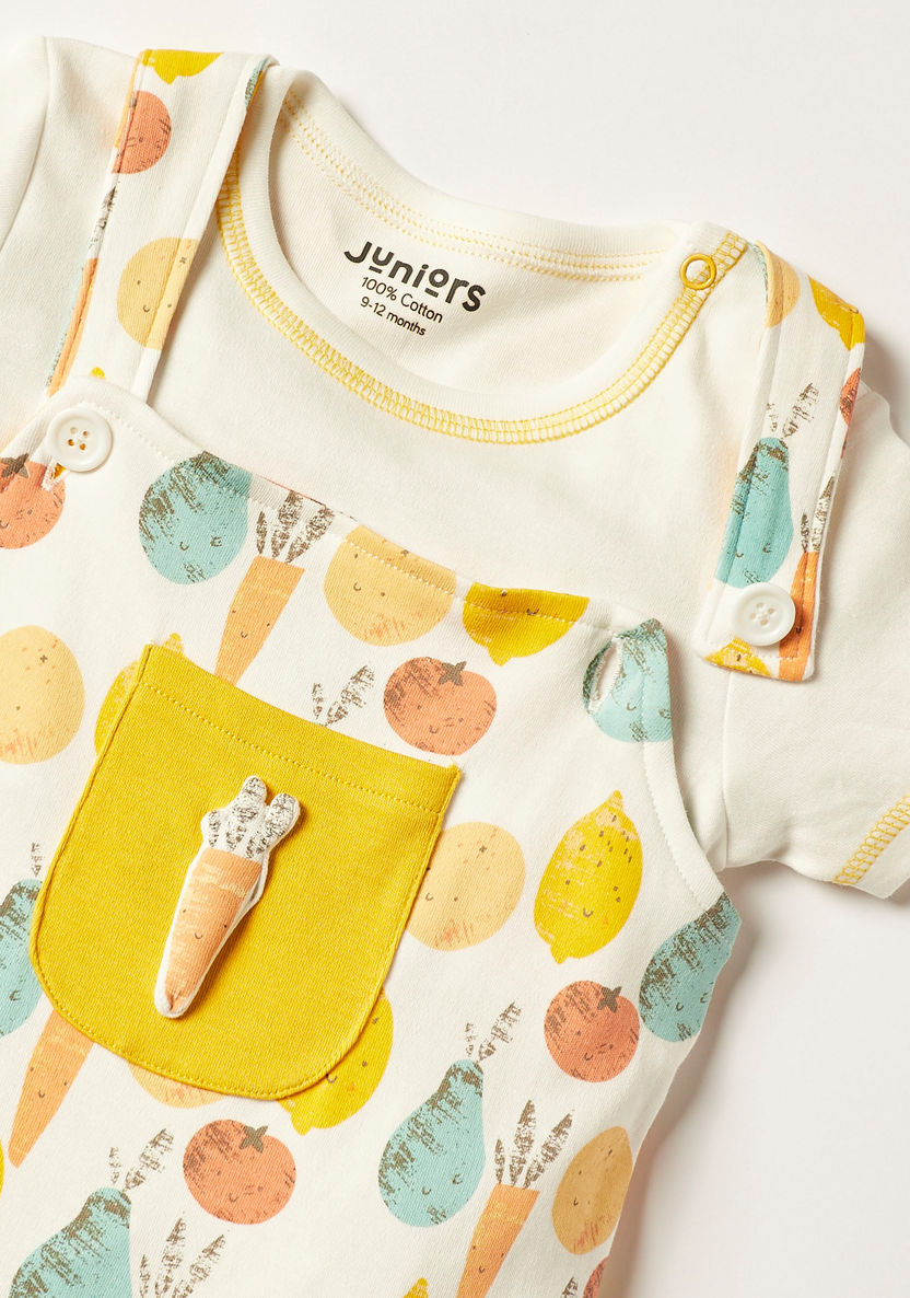 Juniors Printed Dungaree and T-shirt Set-Rompers%2C Dungarees and Jumpsuits-image-3