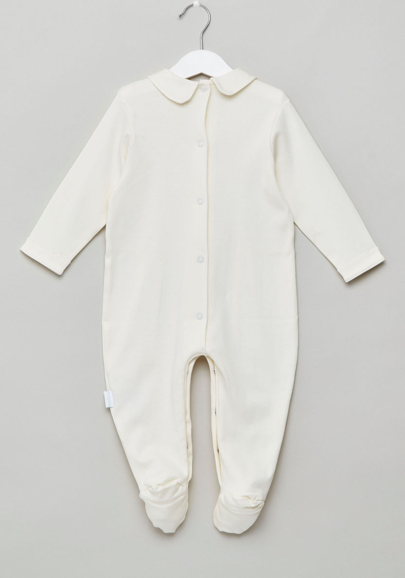 Giggles Solid Collared Sleepsuit with Long Sleeves and Lace Detail-Sleepsuits-image-2