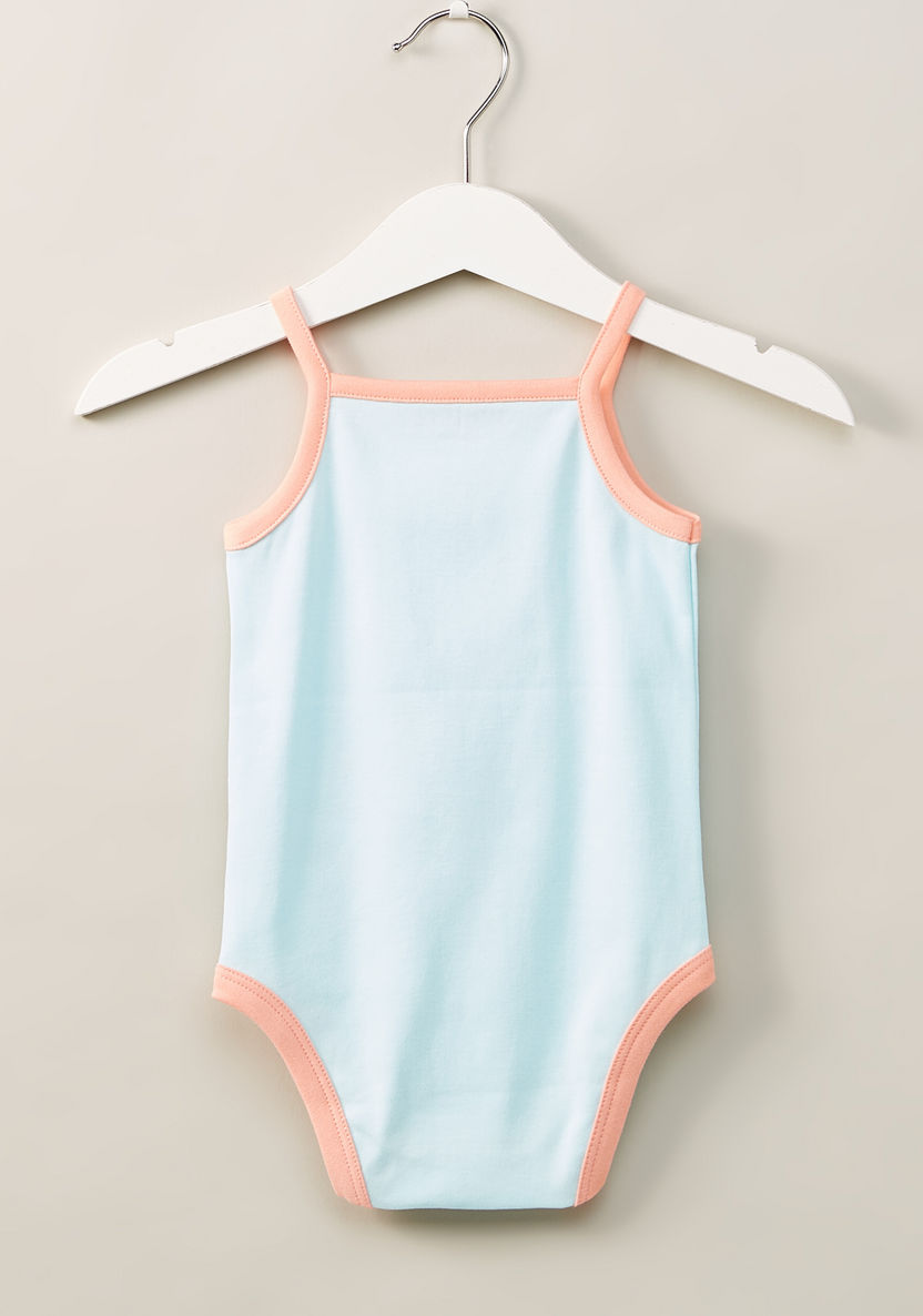 Juniors Flamingo Print Sleeveless Bodysuit with Applique Detail-Bodysuits-image-2