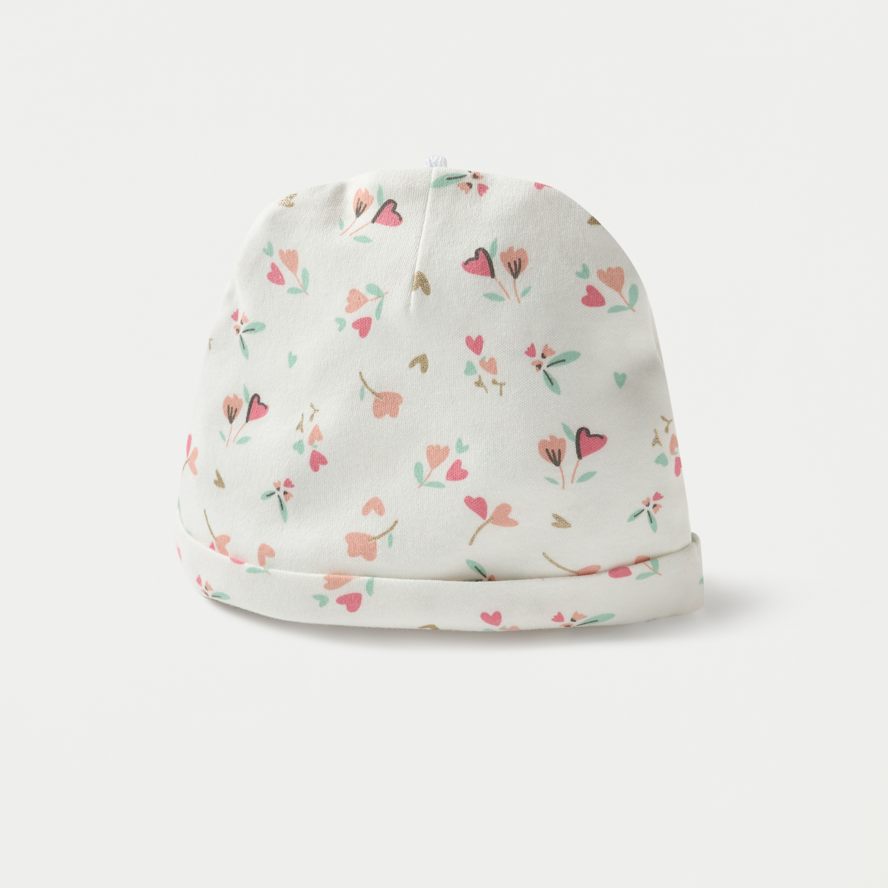 Juniors Floral Print Beanie Cap - Set of 2-baby-girls-accessories-caps-image-2