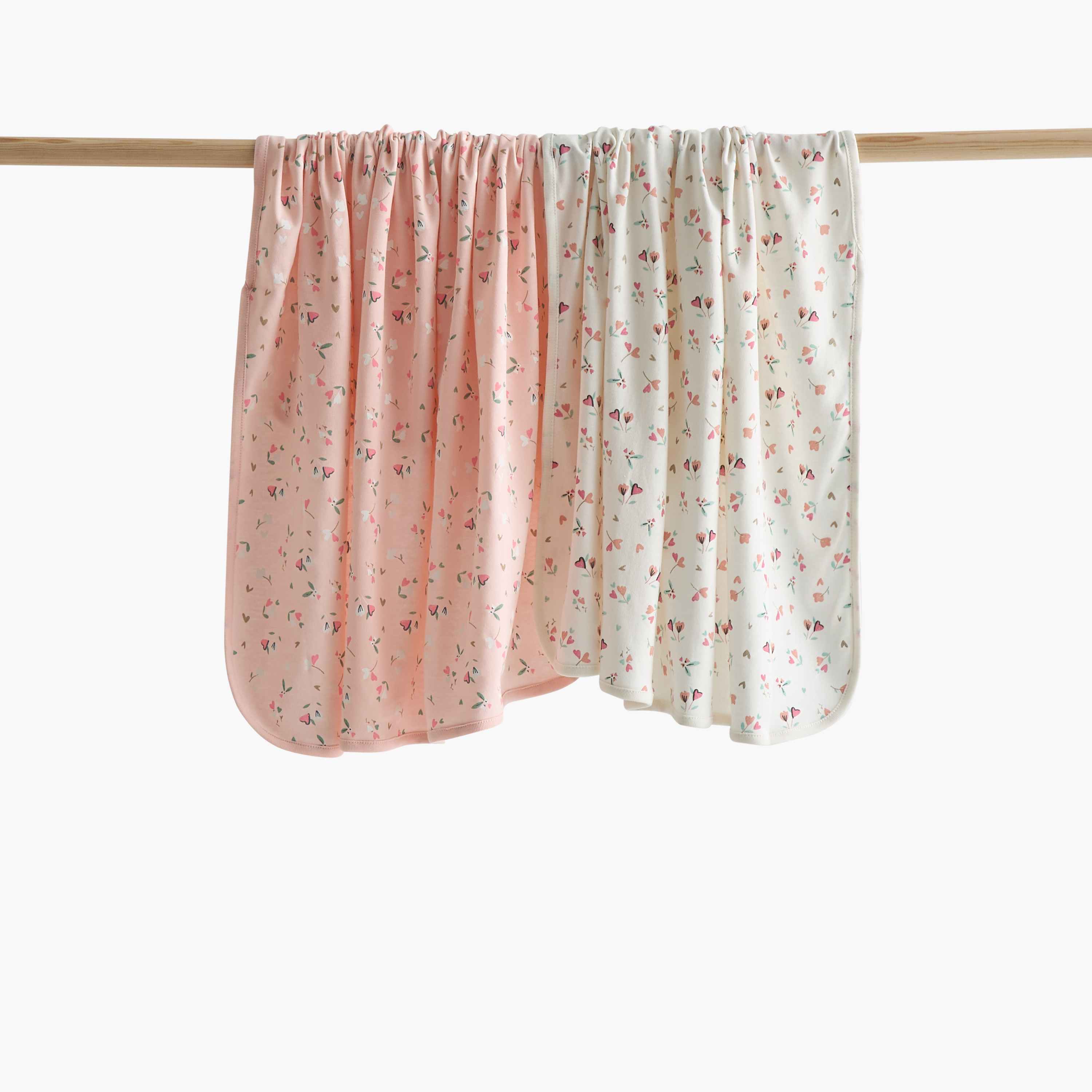 Juniors 2-Piece Floral Print Cotton Receiving Blanket Set - 70x70 cms-baby-nursery-blanketsandswaddles-receivingblankets-image-1