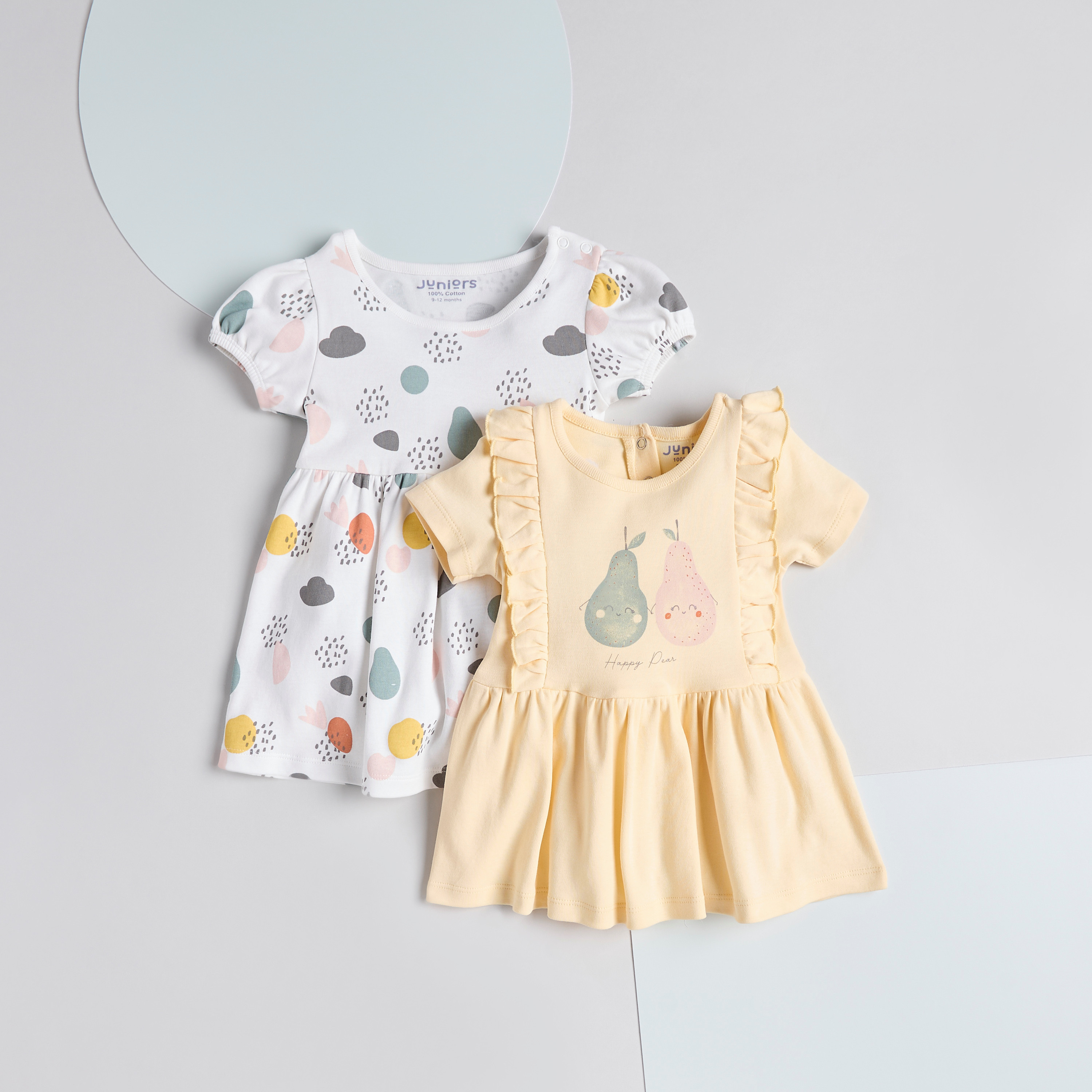Juniors Printed A-line Dress with Short Sleeves - Set of 2-baby-girls-clothing-dressesandjumpsuits-image-1