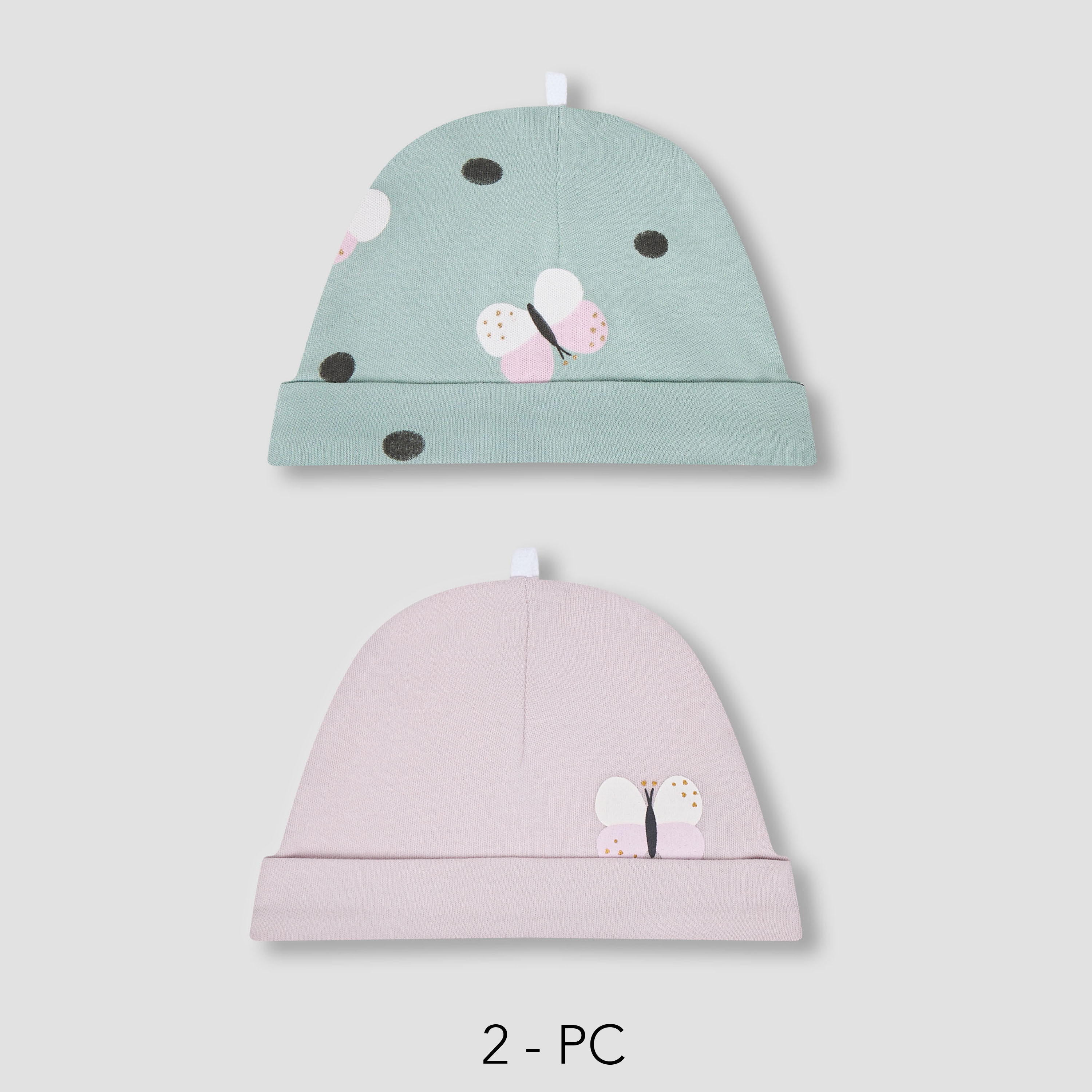 Pack of 2 Cap with Butterfly Print-baby-girls-accessories-caps-image-1