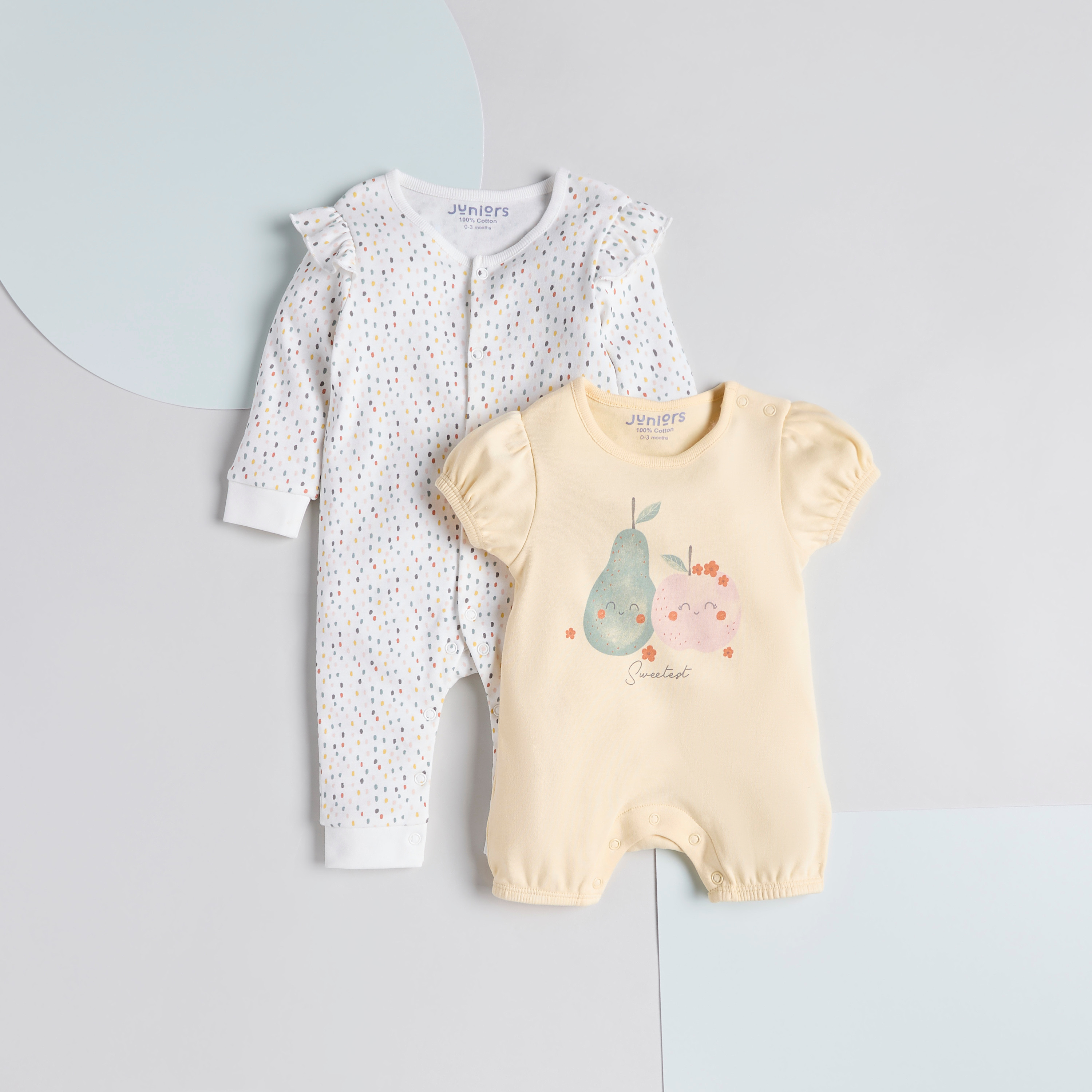 Juniors Printed Sleepsuit and Romper Set-baby-girls-clothing-nightwear-sleepsuits-image-1
