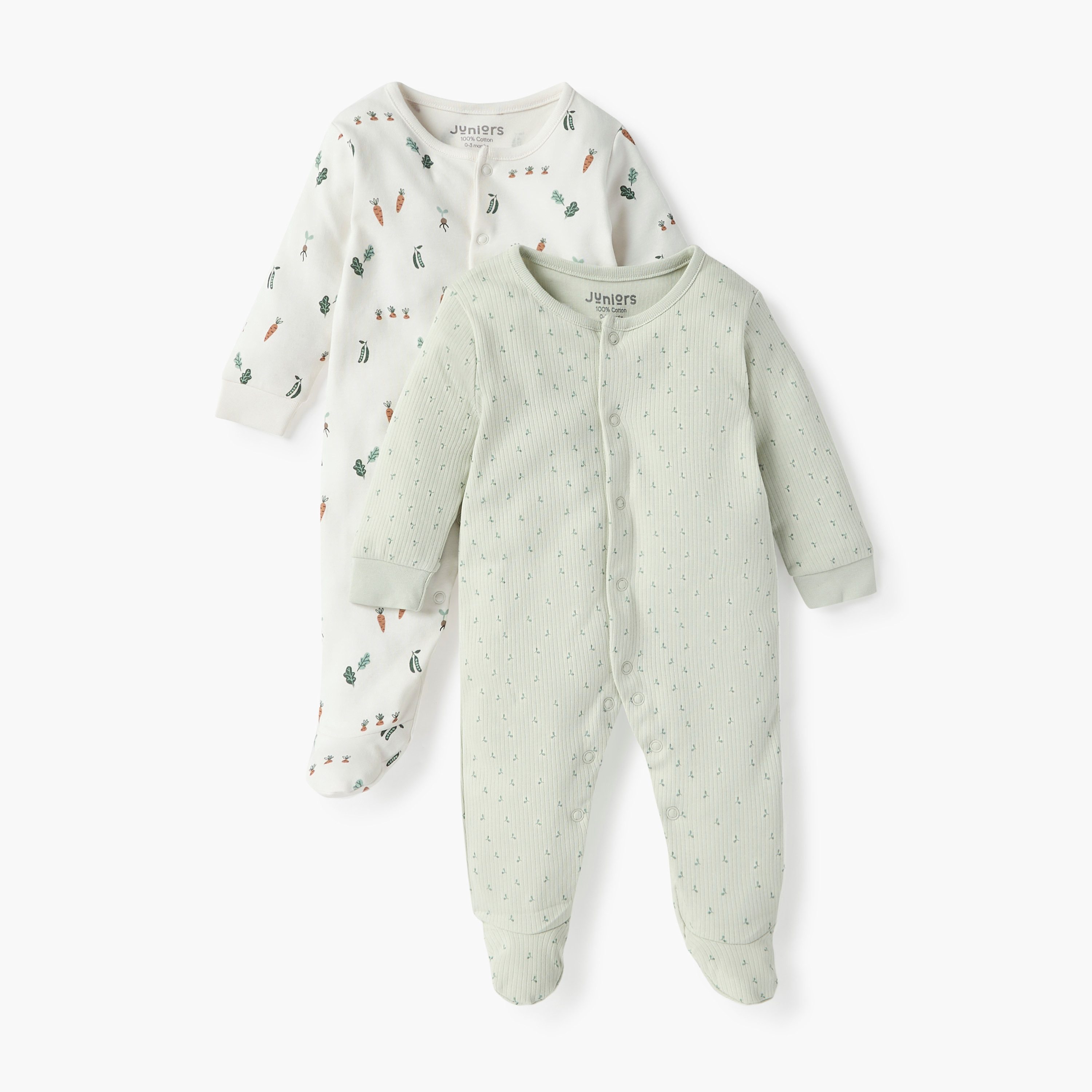 Juniors All-Over Print Closed Feet Sleepsuit with Long Sleeves - Set of 2-baby-boys-clothing-nightwear-sleepsuits-image-1