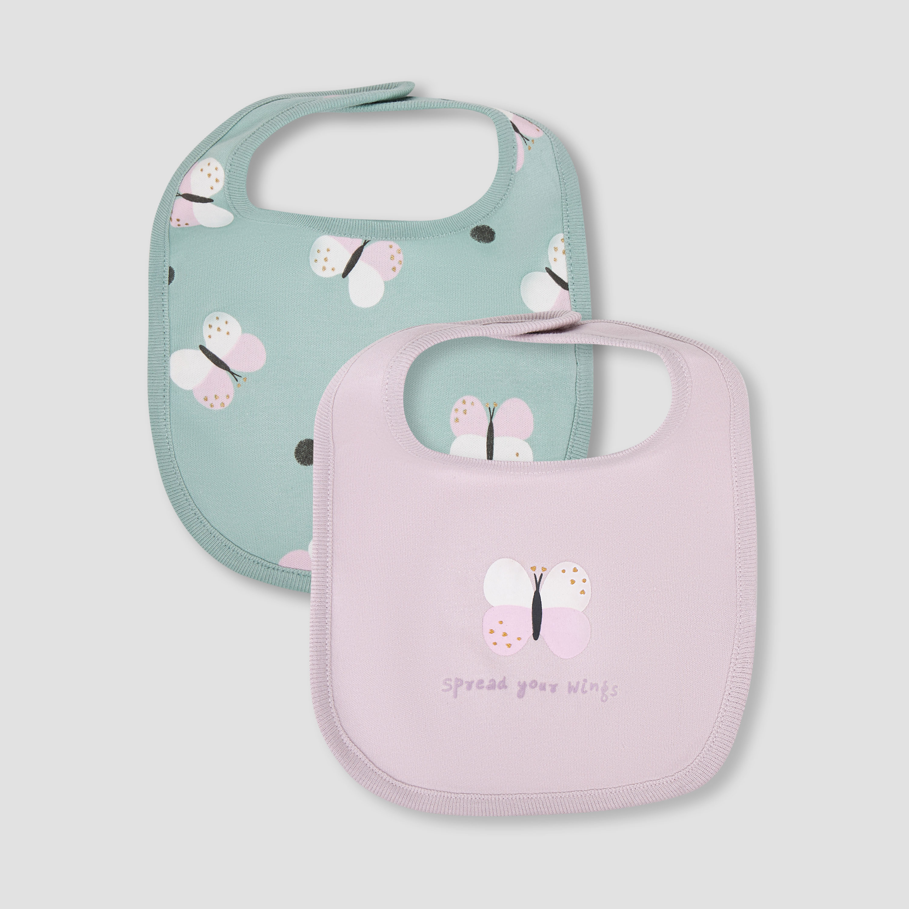 Pack of 2 Juniors Baby Bib with Butterfly Print-baby-feeding-bibs-image-1