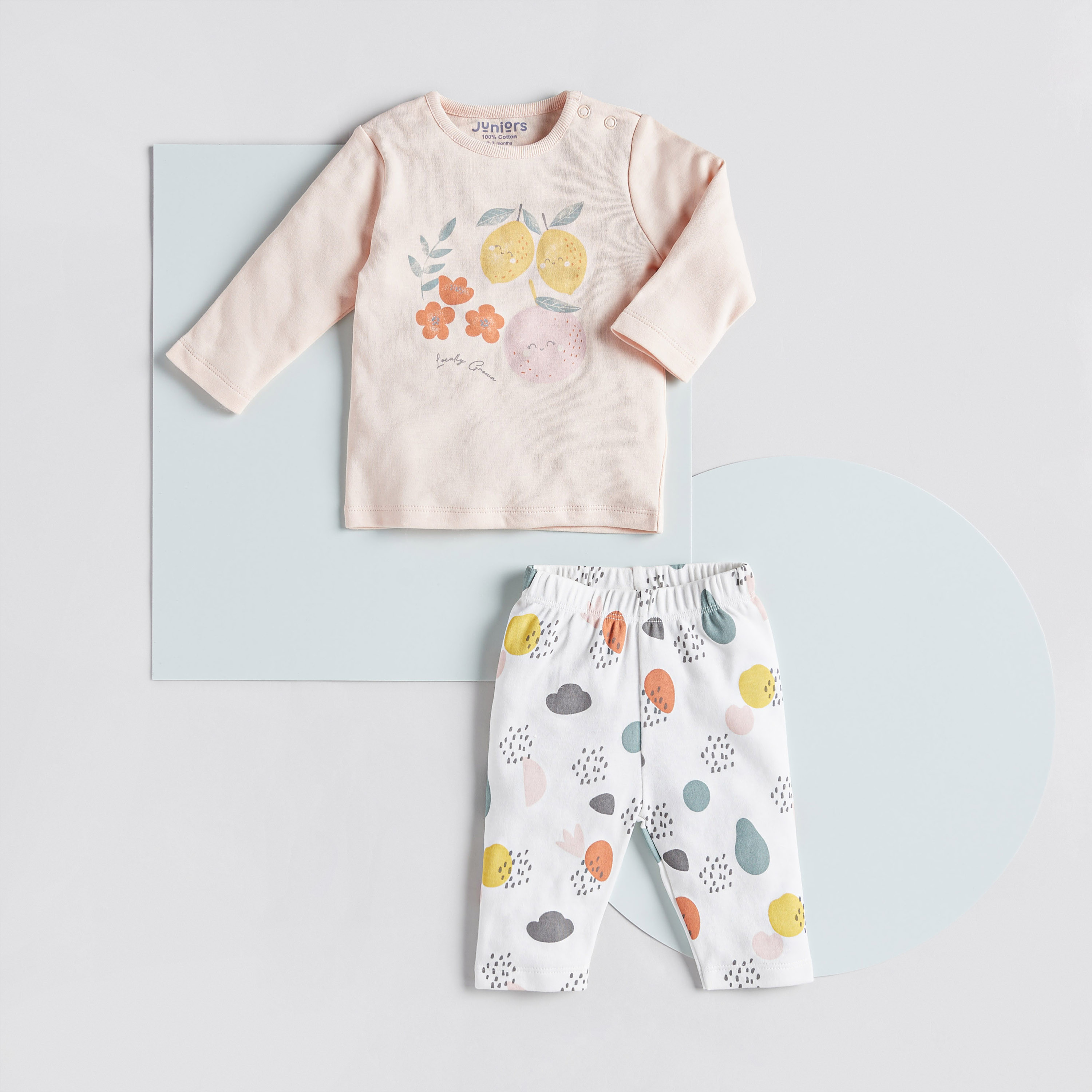 Juniors Fruit Print Long Sleeves T-shirt and Elasticated Pyjama - Set of 2-baby-girls-clothing-nightwear-pyjamasets-image-2
