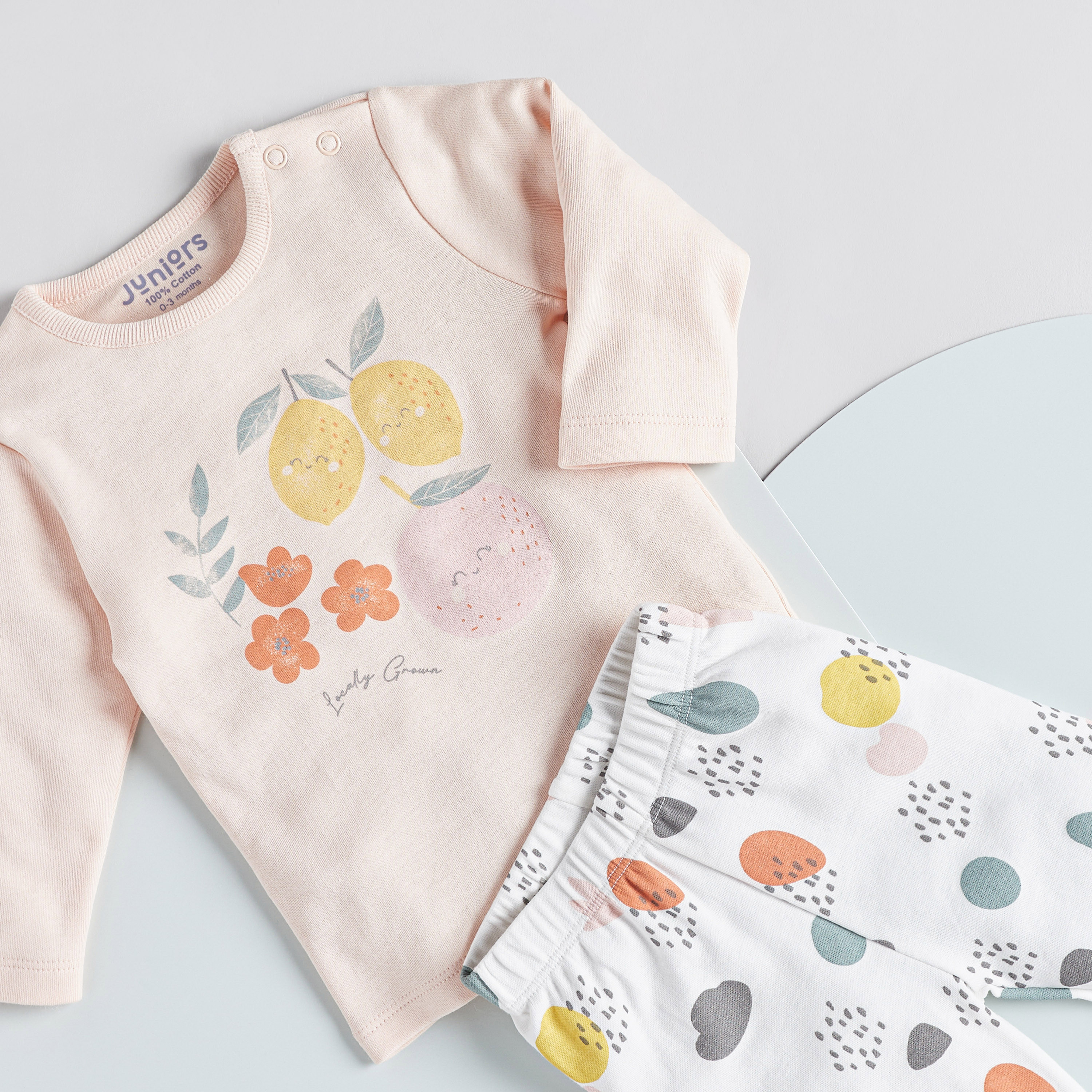 Juniors Fruit Print Long Sleeves T-shirt and Elasticated Pyjama - Set of 2-baby-girls-clothing-nightwear-pyjamasets-image-4