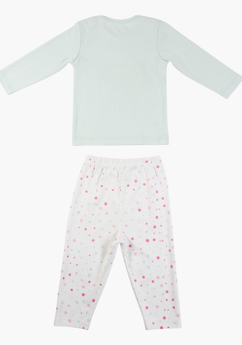 Giggles Printed Long Sleeves T-shirt and Pyjama Set-Sleepsuits-image-1