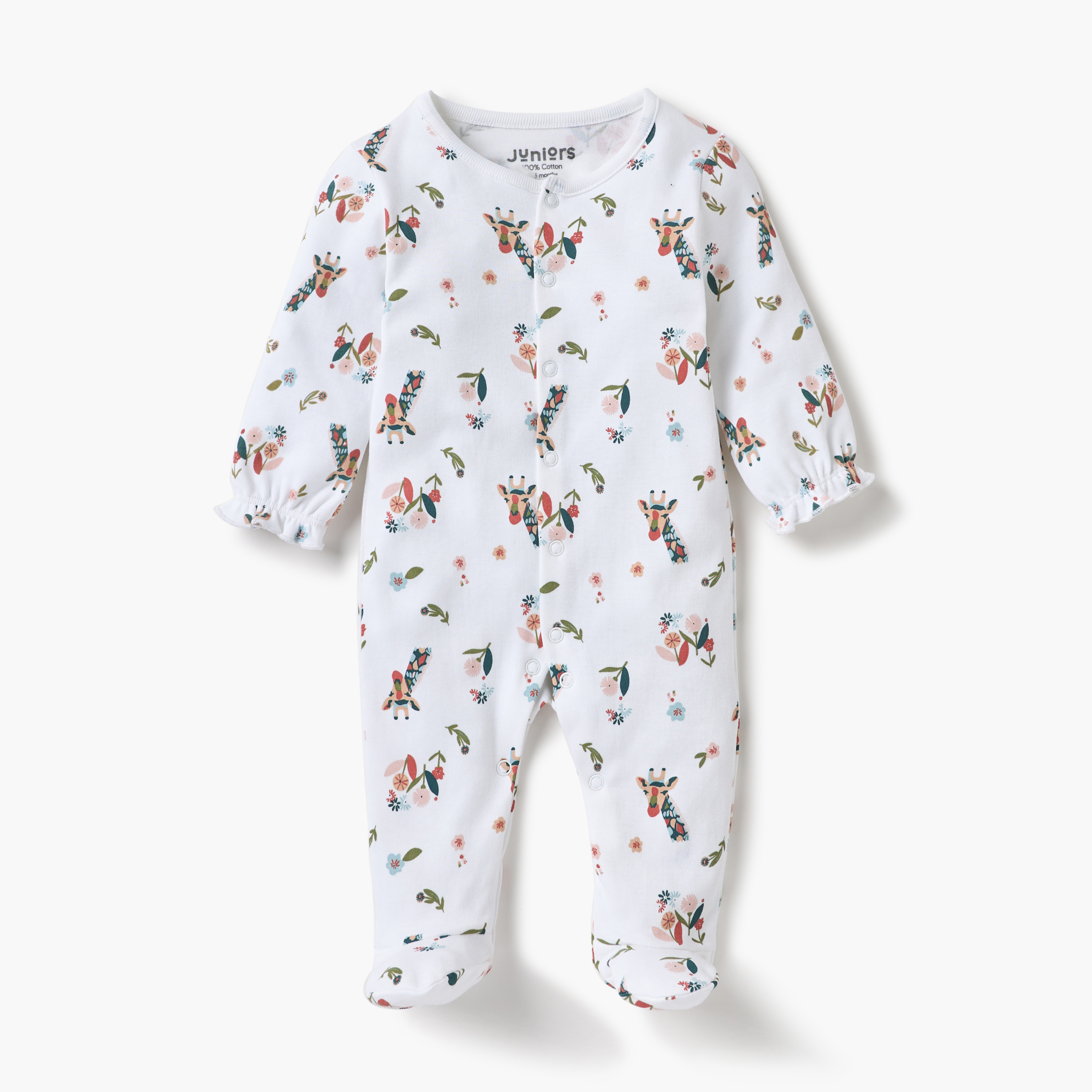 بدلة نوم مغلقة القدمين بأكمام طويلة وطبعات من جونيورز-baby-girls-clothing-nightwear-sleepsuits-image-1