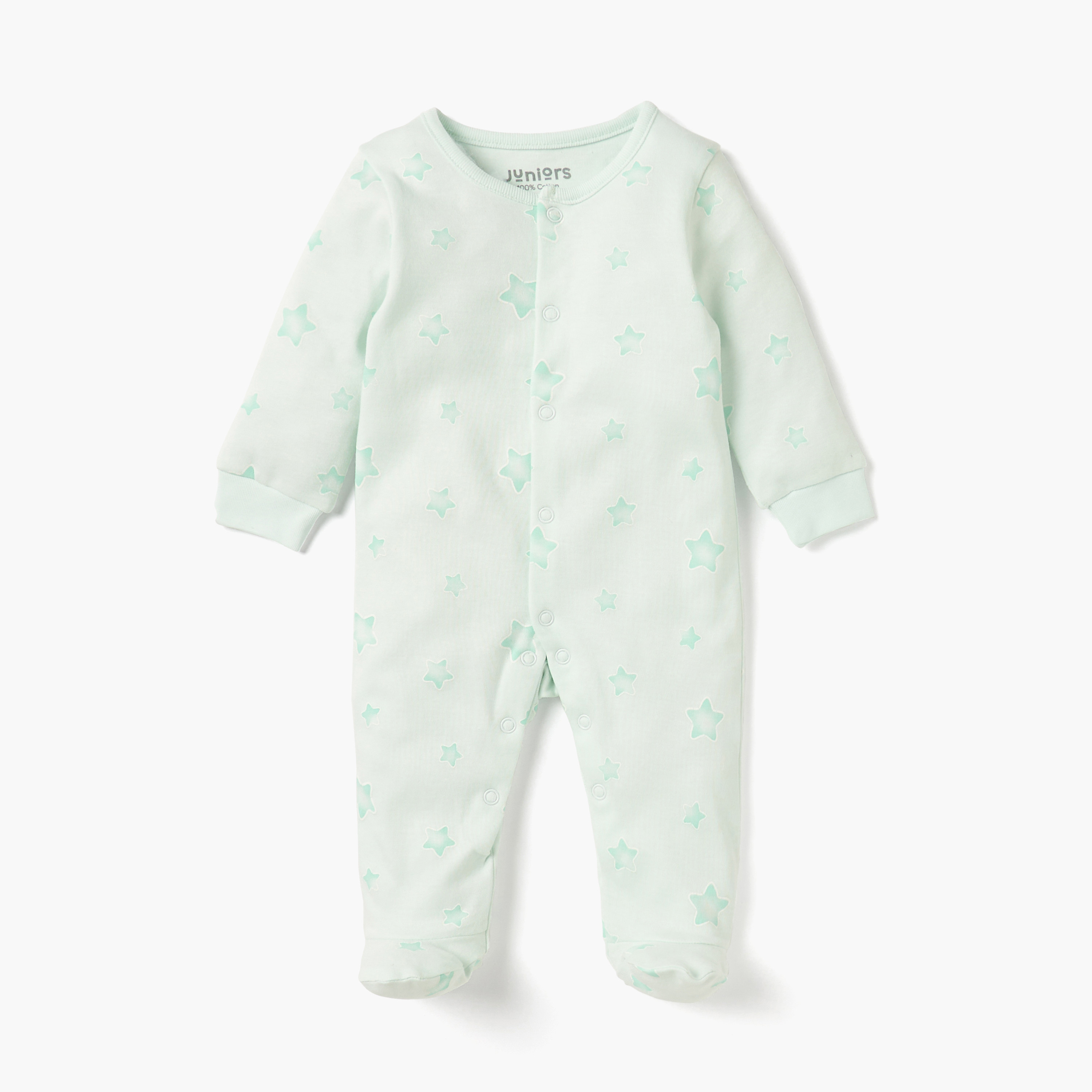 Juniors Printed Closed Feet Sleepsuit with Button Closure - Set of 2-baby-girls-clothing-nightwear-sleepsuits-image-3