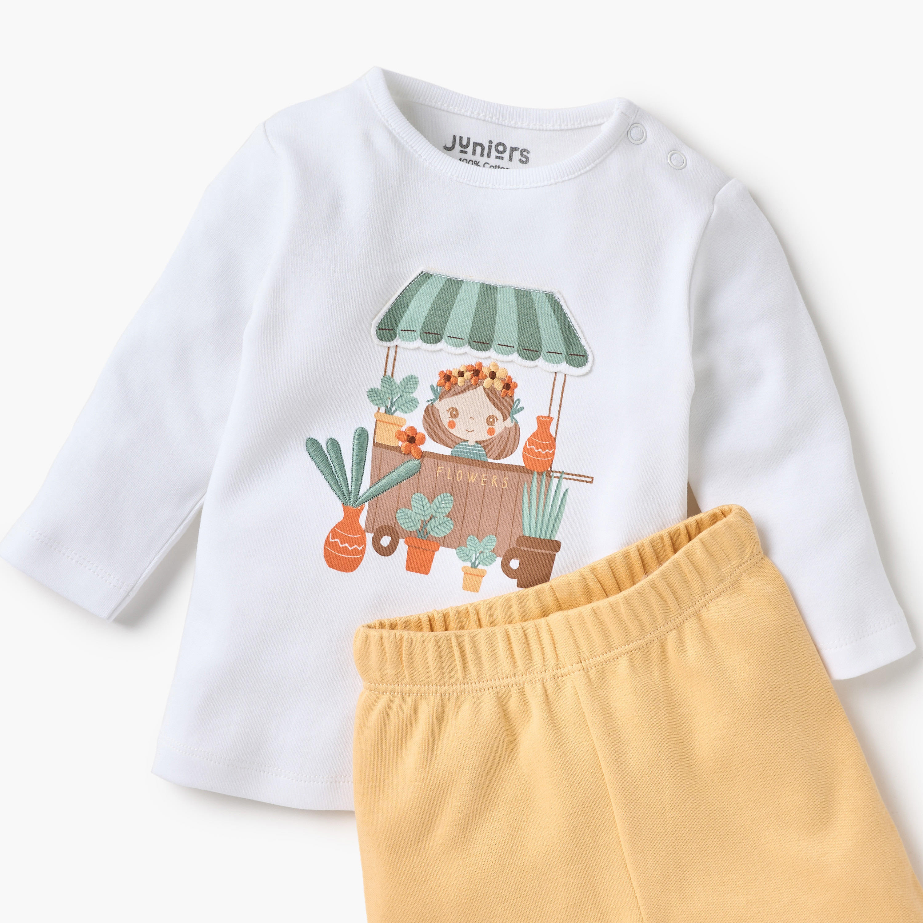 Juniors Printed Long Sleeve T-shirt and Pyjama Set-baby-girls-clothing-nightwear-pyjamasets-image-4