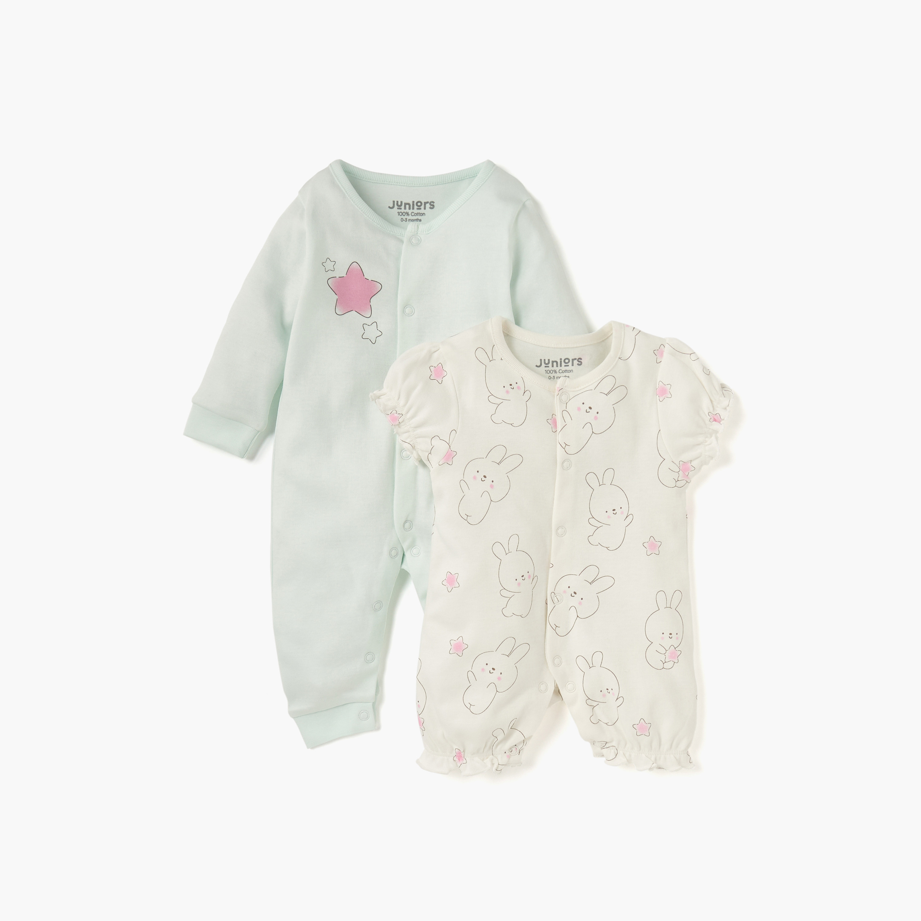 Juniors Printed Sleepsuit and Romper Set-baby-girls-clothing-nightwear-sleepsuits-image-1